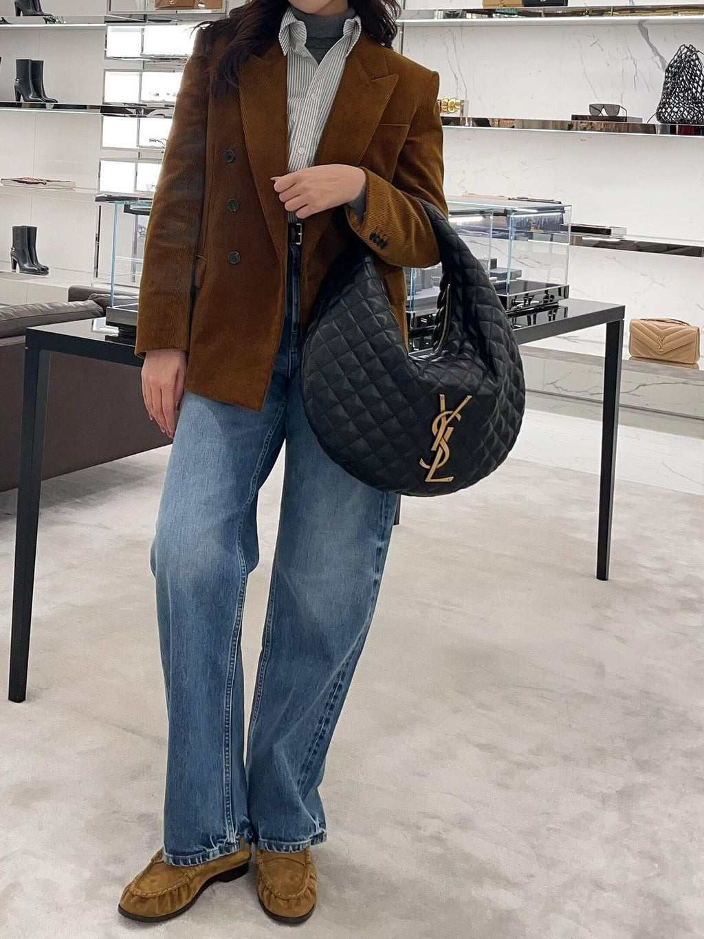 Saint Laurent Sade Hobo Bag — Quilted Lambskin | 44 cm | 5 Colors Without Box A+