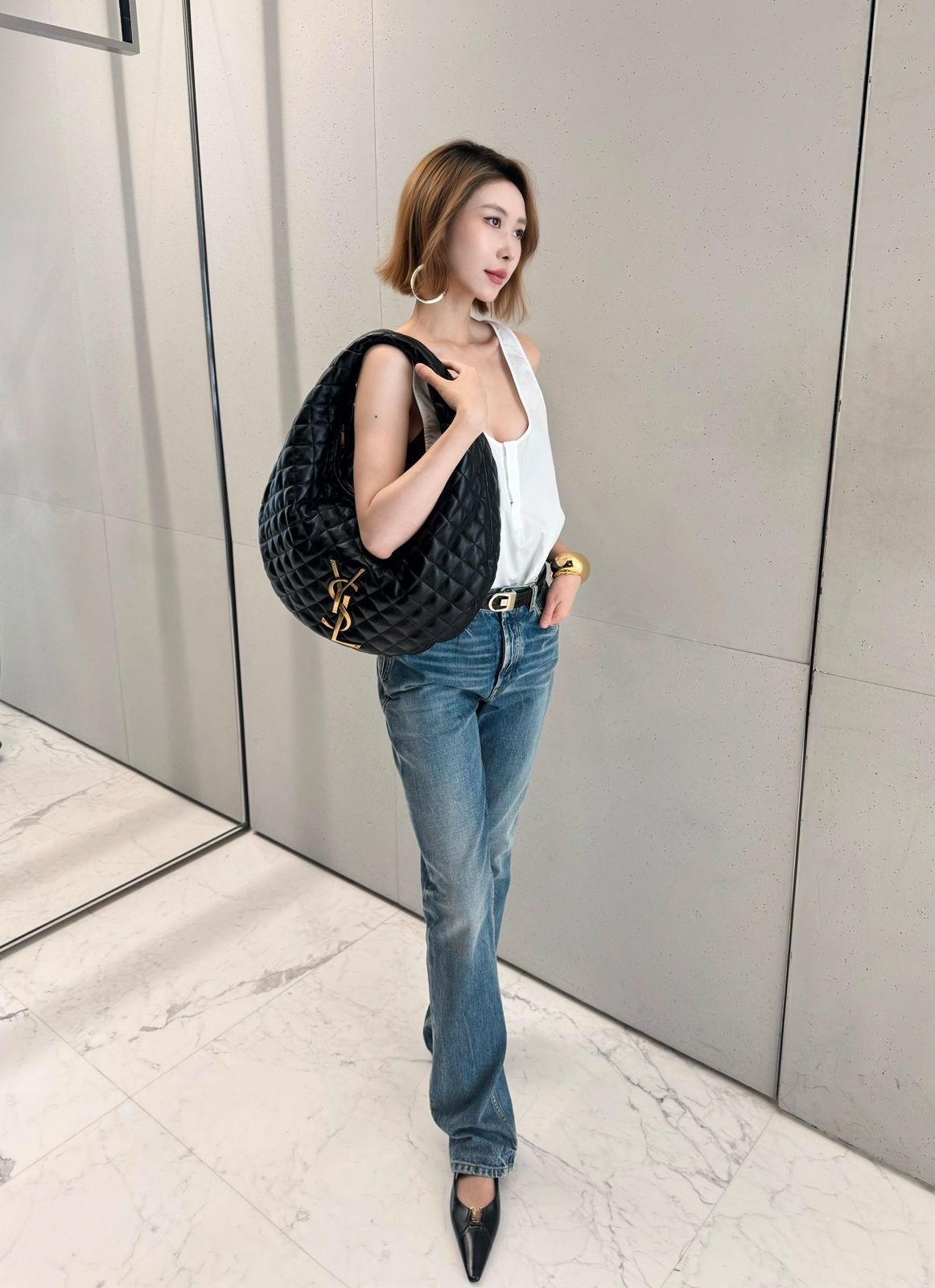 Saint Laurent Sade Hobo Bag — Quilted Lambskin | 44 cm | 5 Colors Without Box A+