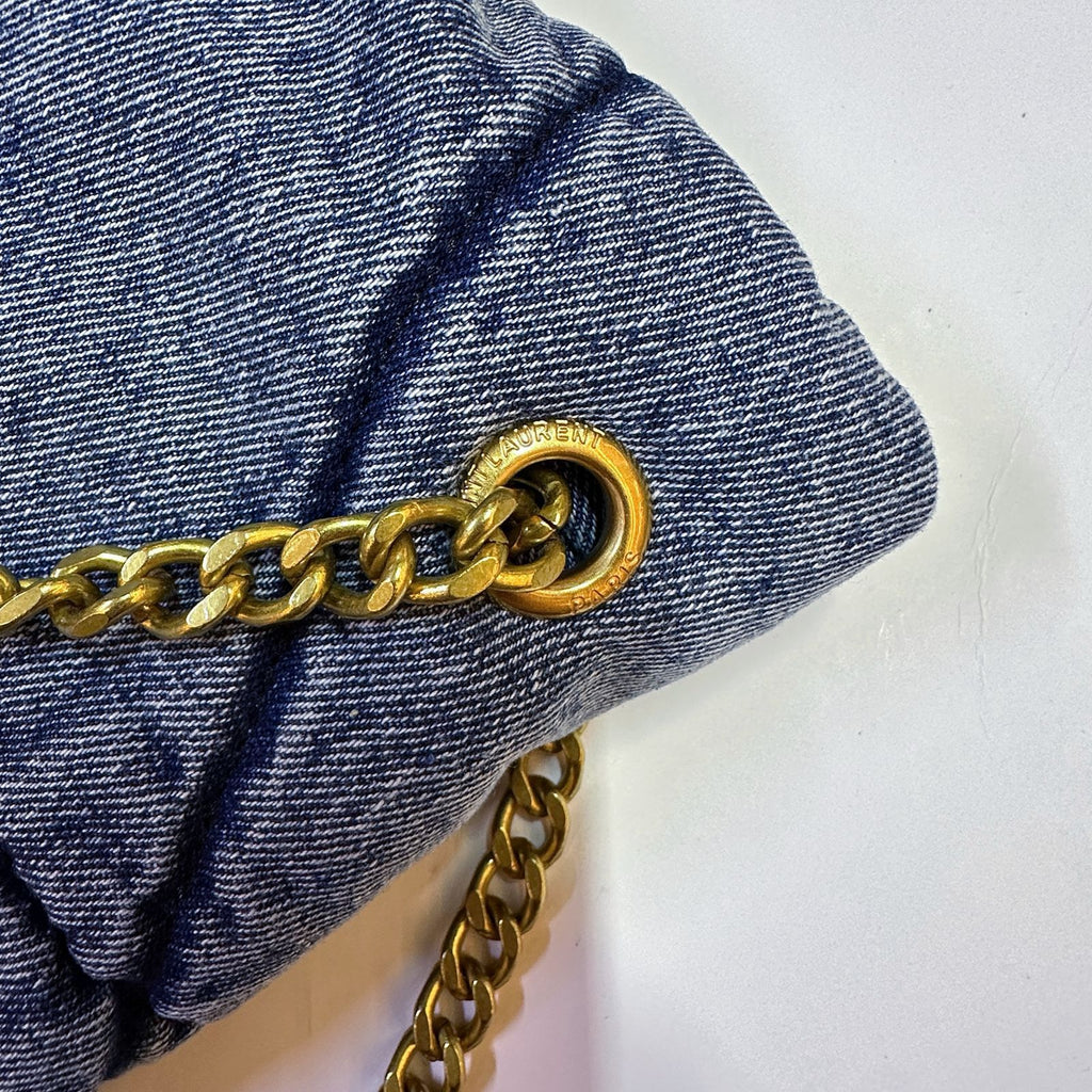 Saint Laurent Puffer Large — Quilted Denim | 34 cm Without Box A+