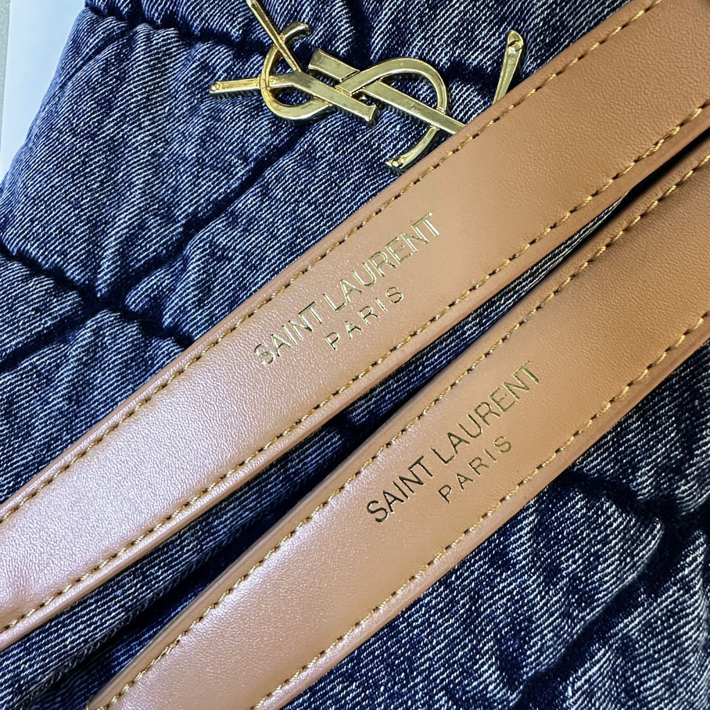 Saint Laurent Puffer Large — Quilted Denim | 34 cm Without Box A+