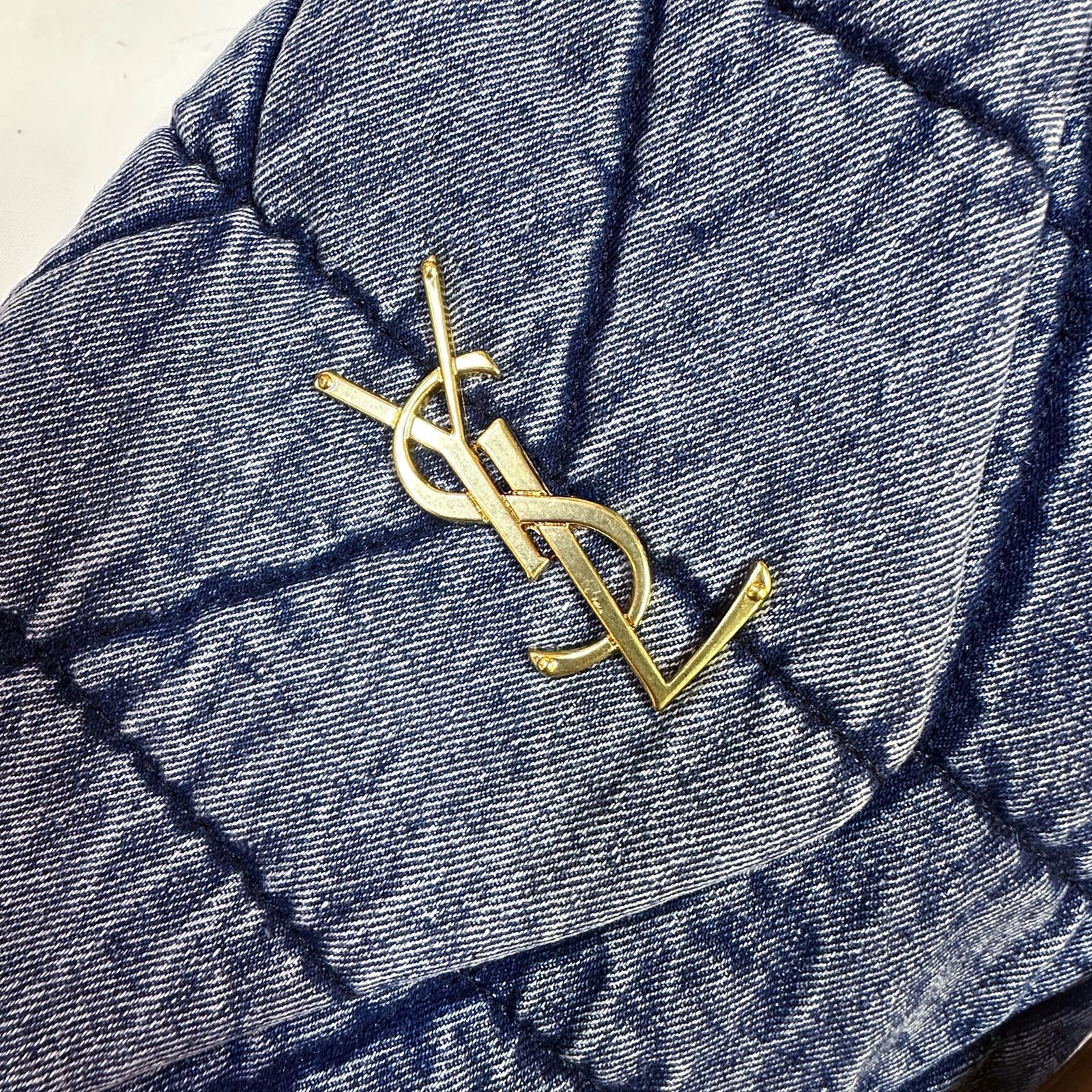 Saint Laurent Puffer Large — Quilted Denim | 34 cm Without Box A+