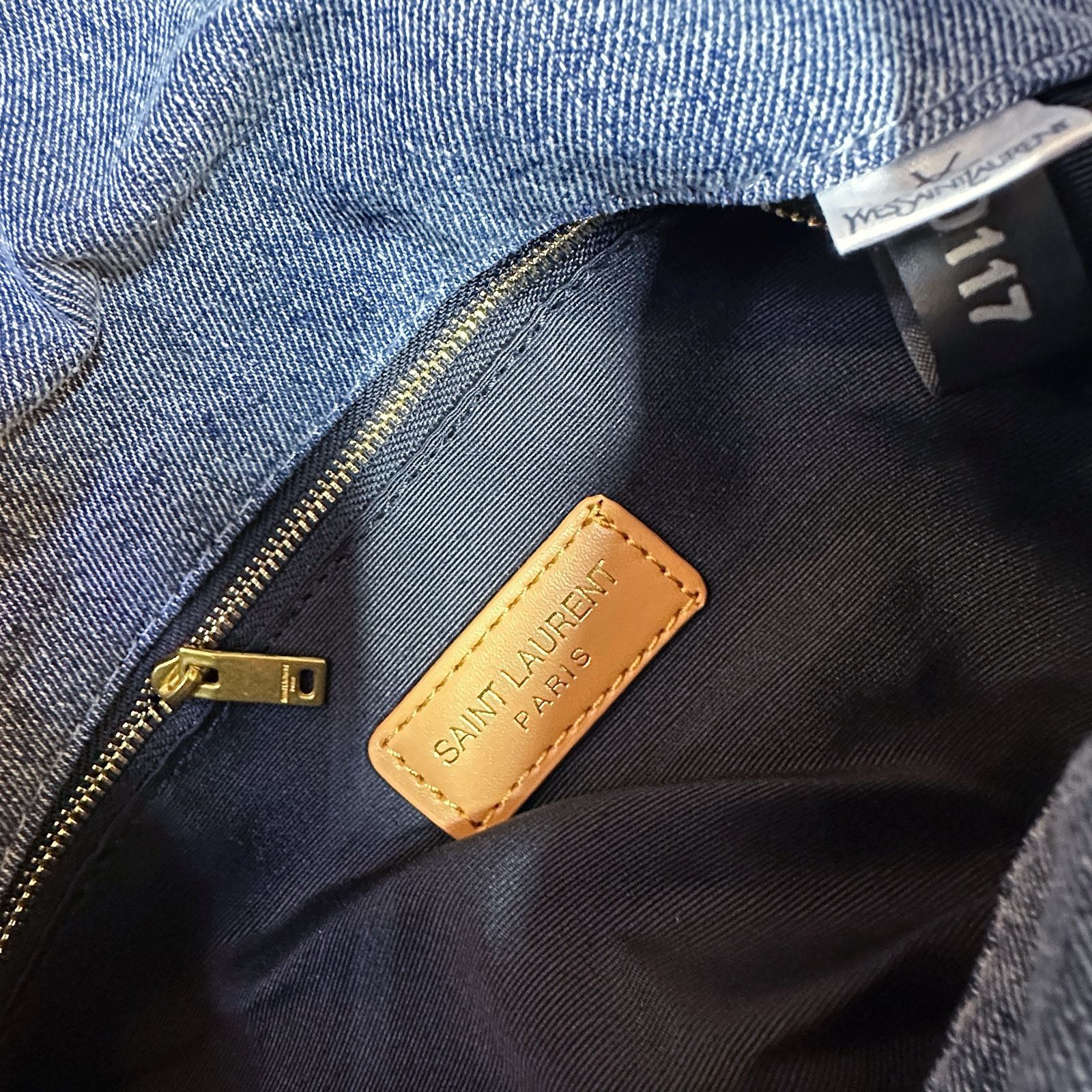 Saint Laurent Puffer Large — Quilted Denim | 34 cm Without Box A+