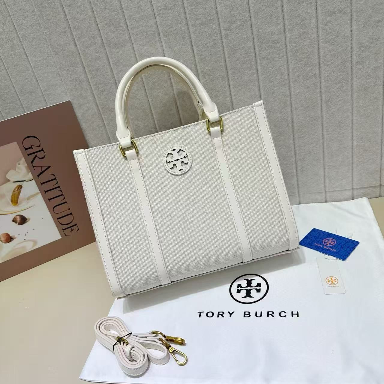 Tory Burch Ella Monogram Tote — 30 cm | 6 Colors Without Box