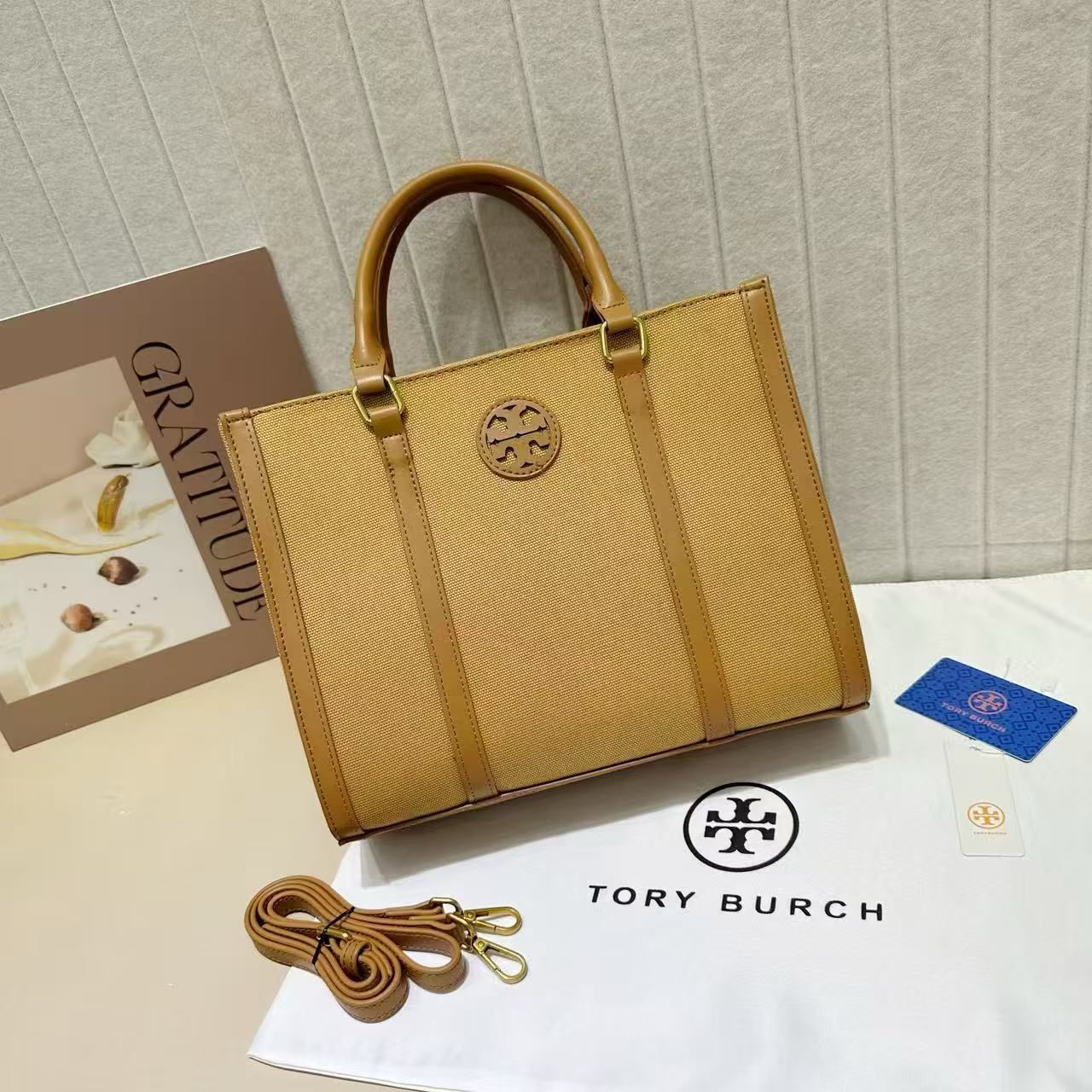 Tory Burch Ella Monogram Tote — 30 cm | 6 Colors Without Box