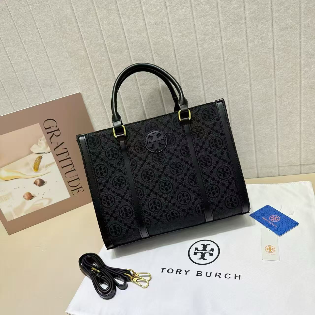 Tory Burch Ella Monogram Tote — 30 cm | 6 Colors Without Box