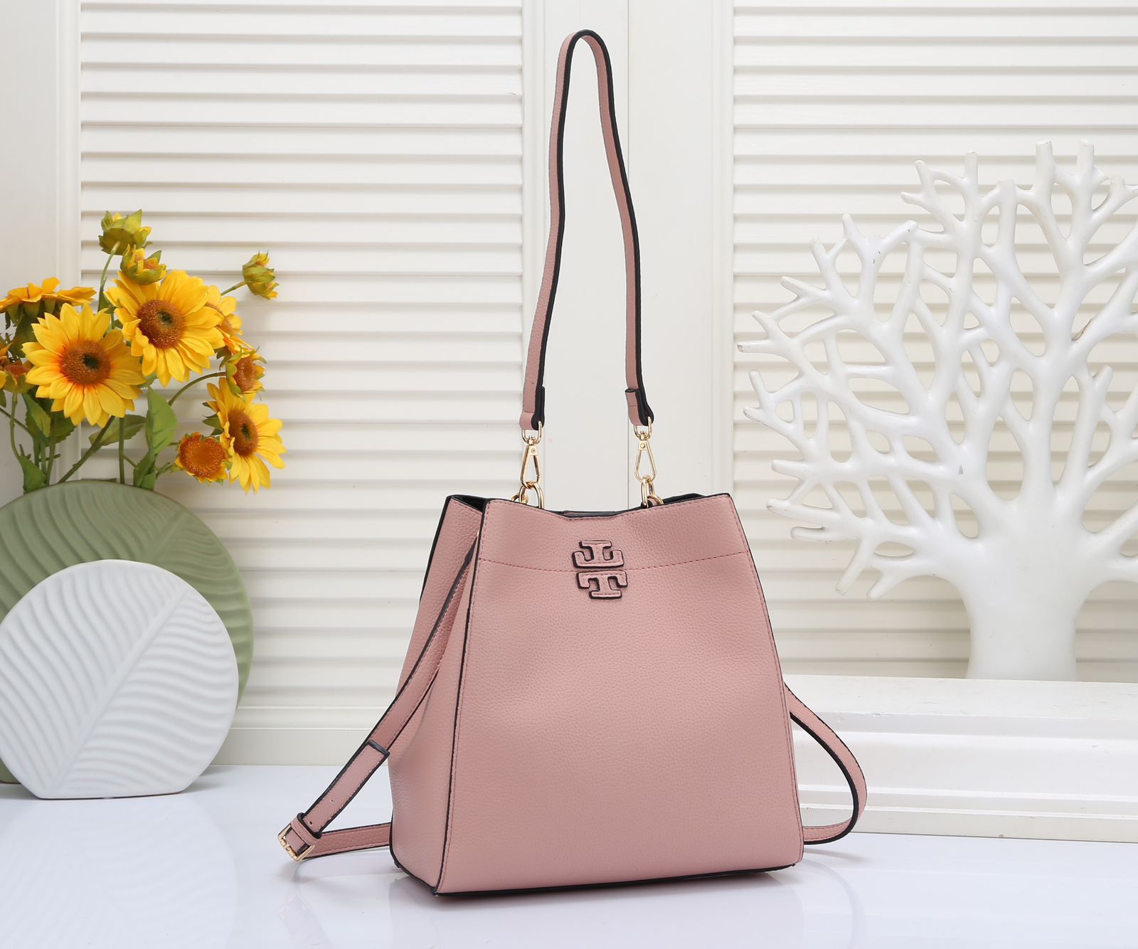 Tory Burch McGraw Bucket Bag — 30 cm | 4 Colors Without Box