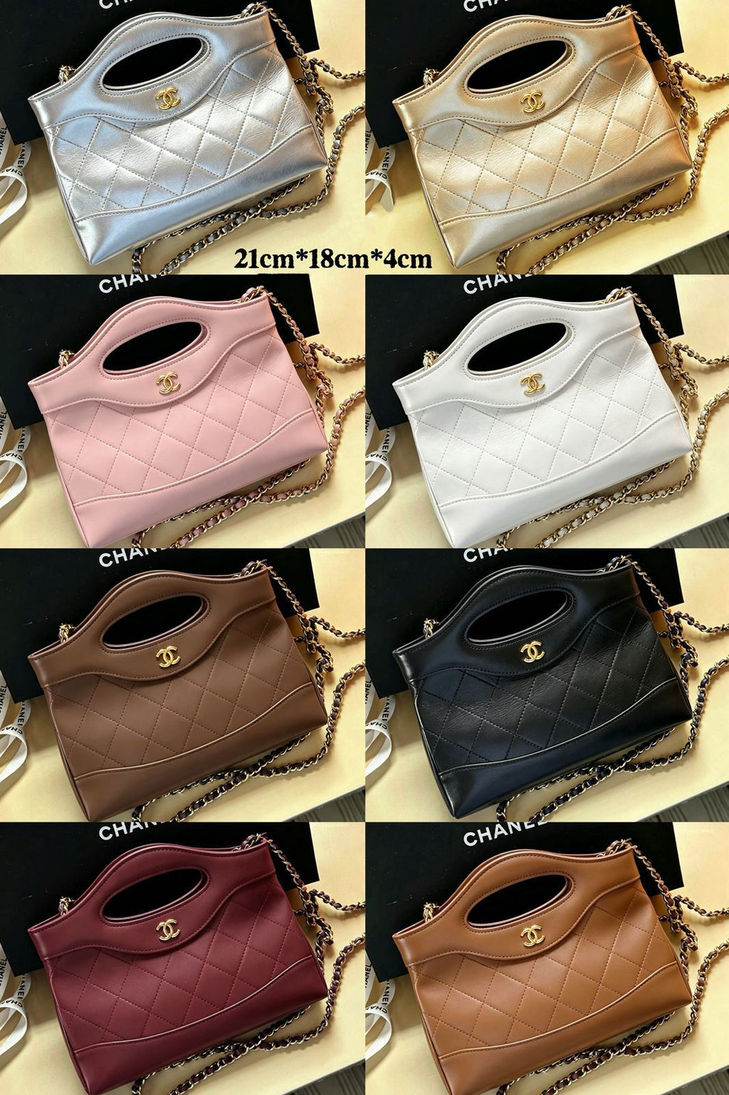 Chanel Quilted Hobo Bag With Box — Caviar Leather | 21 cm | 8 Colors