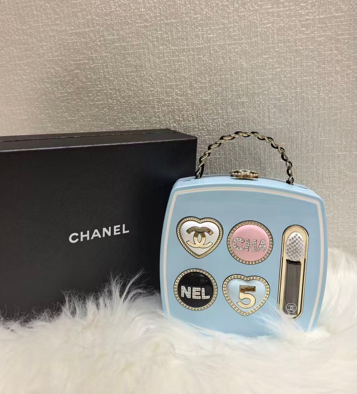 Chanel-Style Novelty Mini Handbag With Box A+
