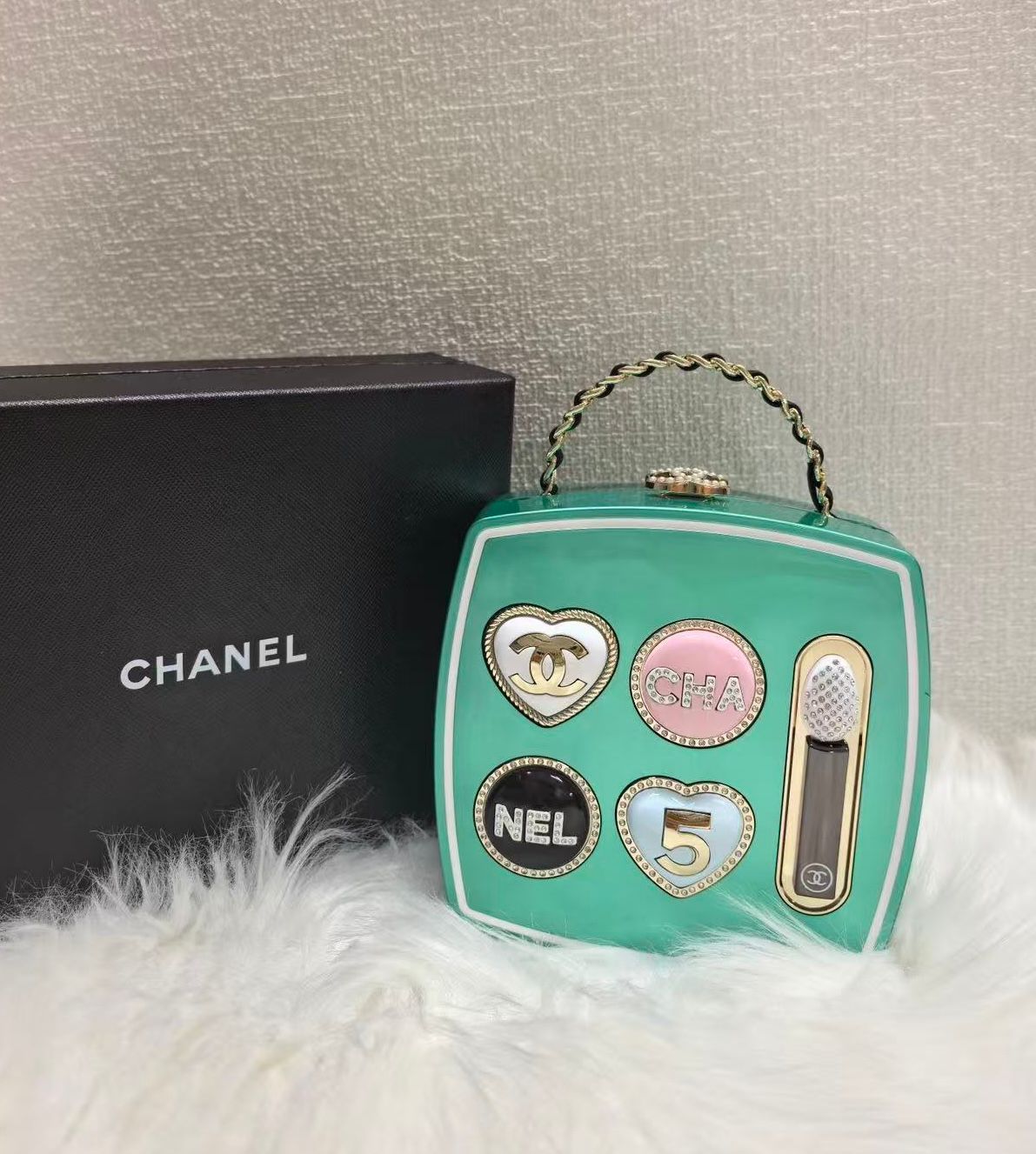 Chanel-Style Novelty Mini Handbag With Box A+