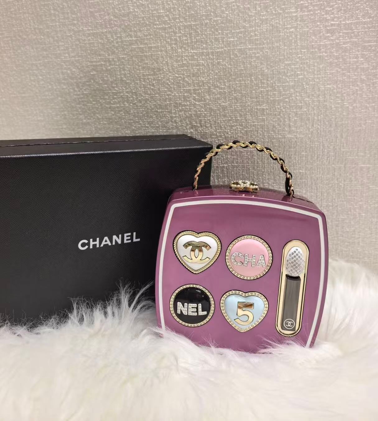 Chanel-Style Novelty Mini Handbag With Box A+