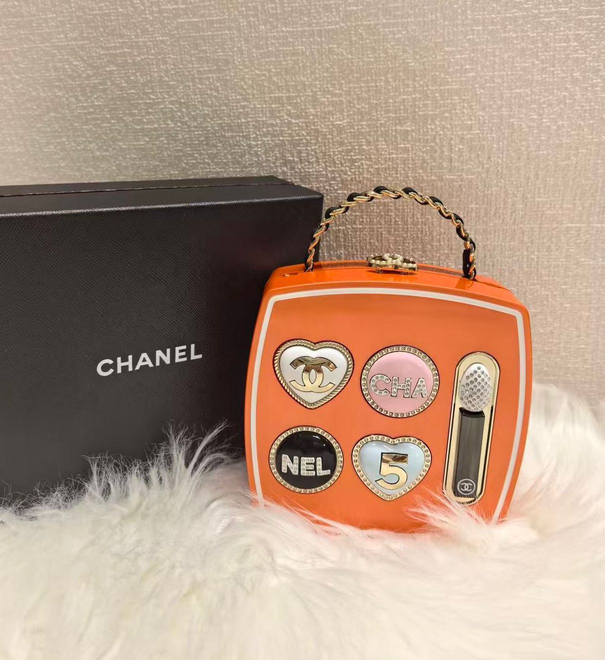 Chanel-Style Novelty Mini Handbag With Box A+