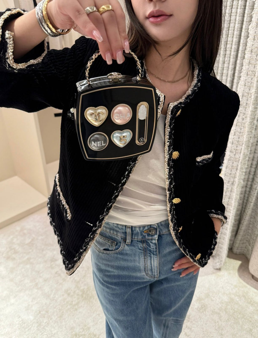 Chanel-Style Novelty Mini Handbag With Box A+
