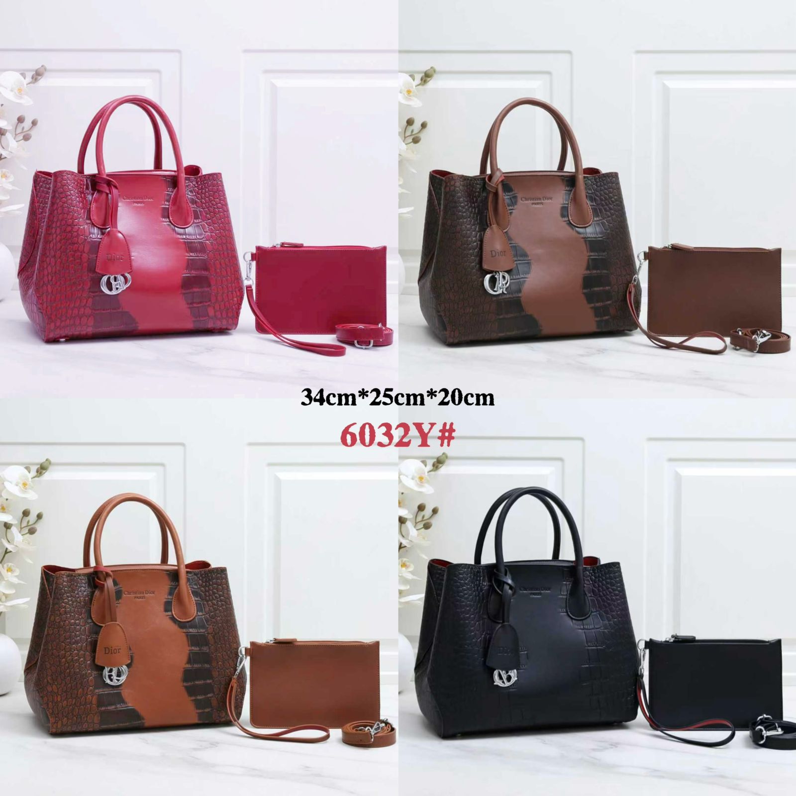 Dior Book Tote Crocodile Embossed — 34 cm | 4 Colors Without Box