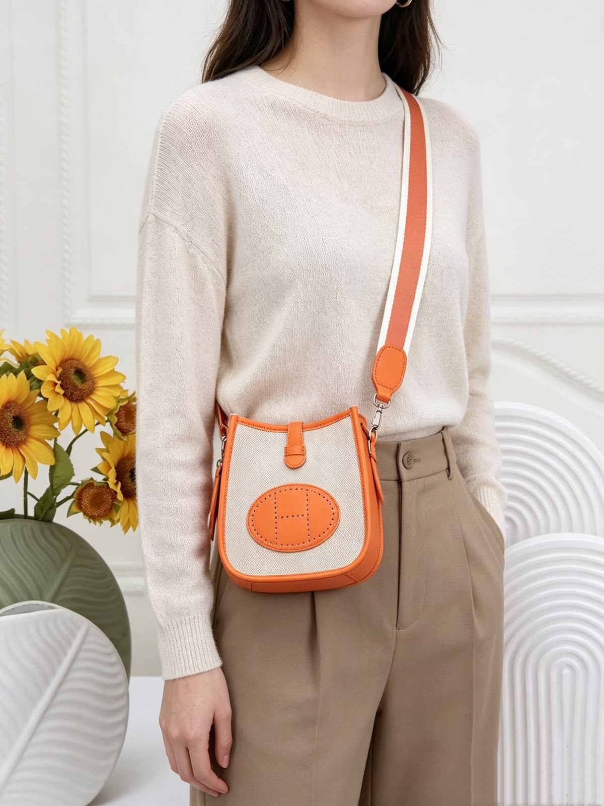 Hermès Evelyne Crossbody Bag — Canvas & Leather | 20 cm | 7Colors Without Box