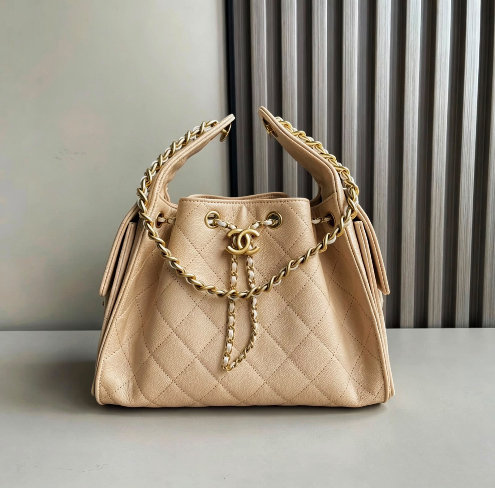 CHANEL Drawstring Bucket — 25 cm | 2 Colors Without Box