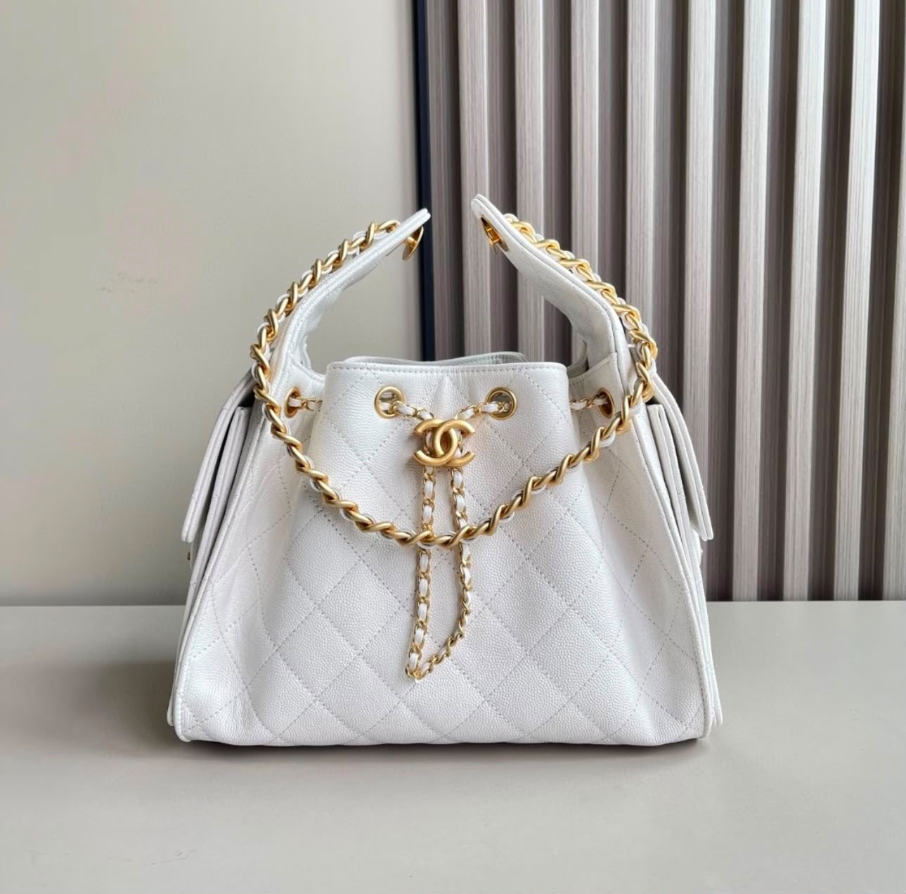 CHANEL Drawstring Bucket — 25 cm | 2 Colors Without Box