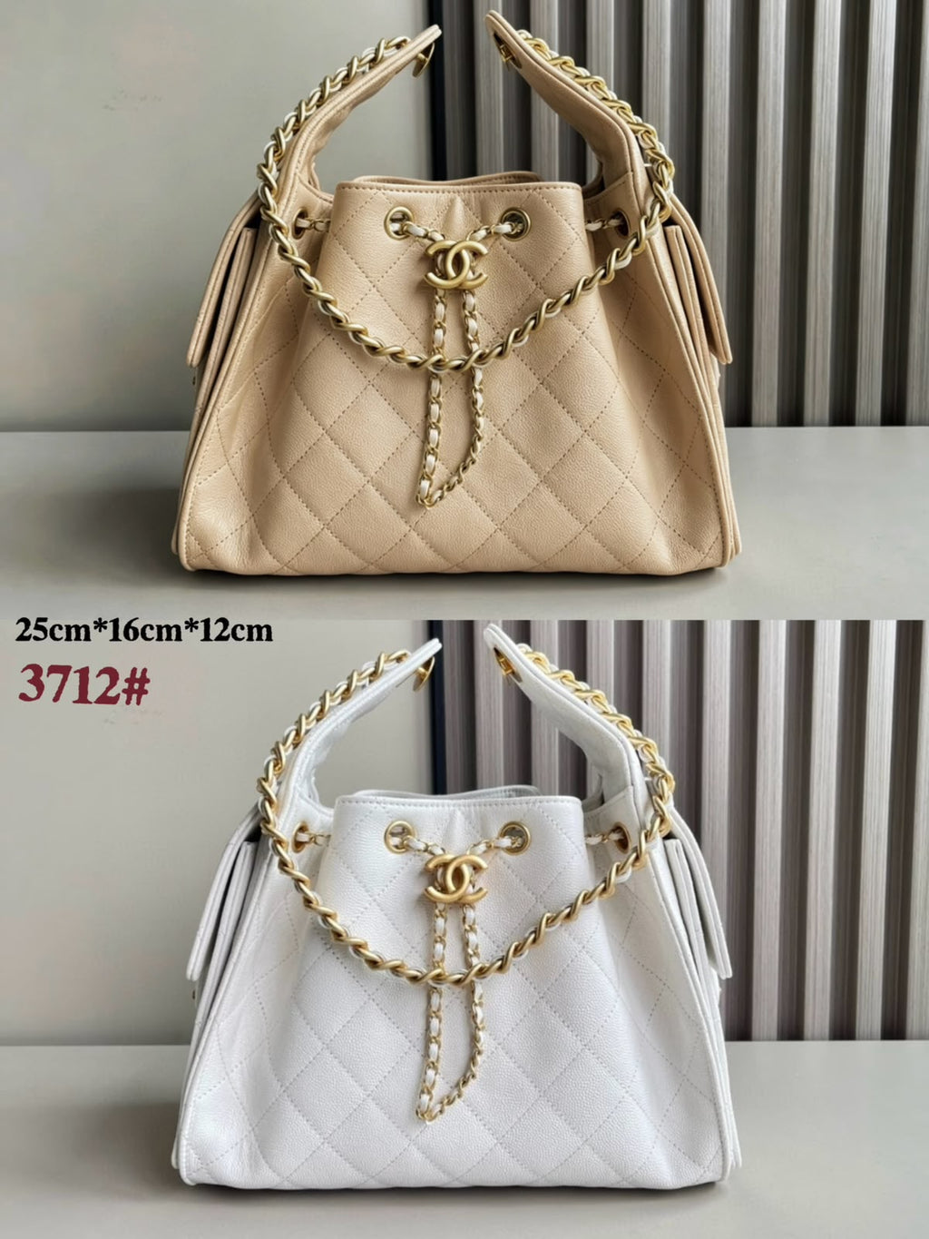 CHANEL Drawstring Bucket — 25 cm | 2 Colors Without Box