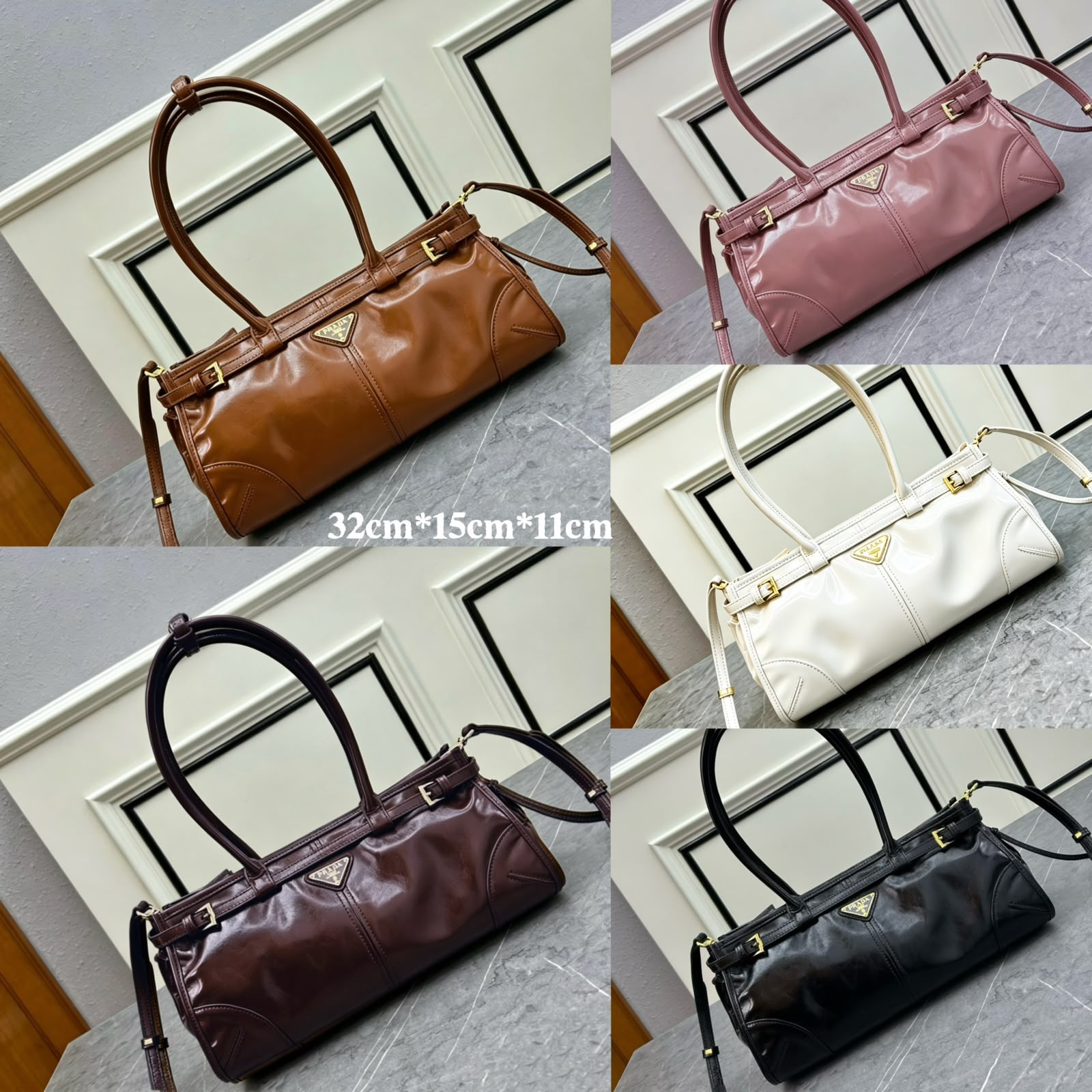 PRADA Leather Shoulder Bag — 32 cm | 5 Colors Without Box A+