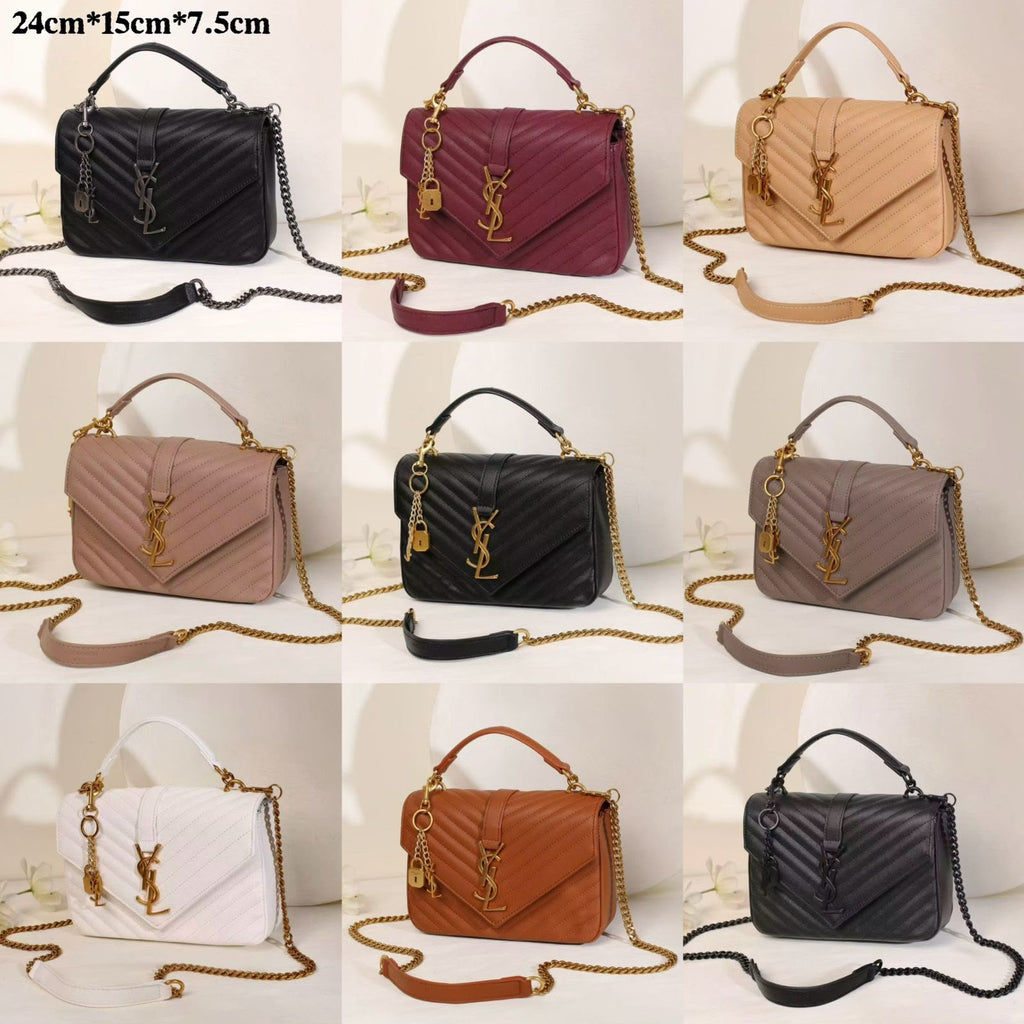 SAINT LAURENT Quilted College Bag — 24 cm | 9 Colors With Box