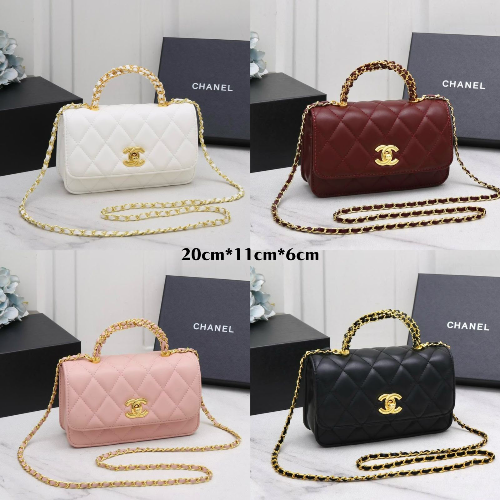 CHANEL Quilted Top Handle Bag — 20 cm | 4 Colors With Box