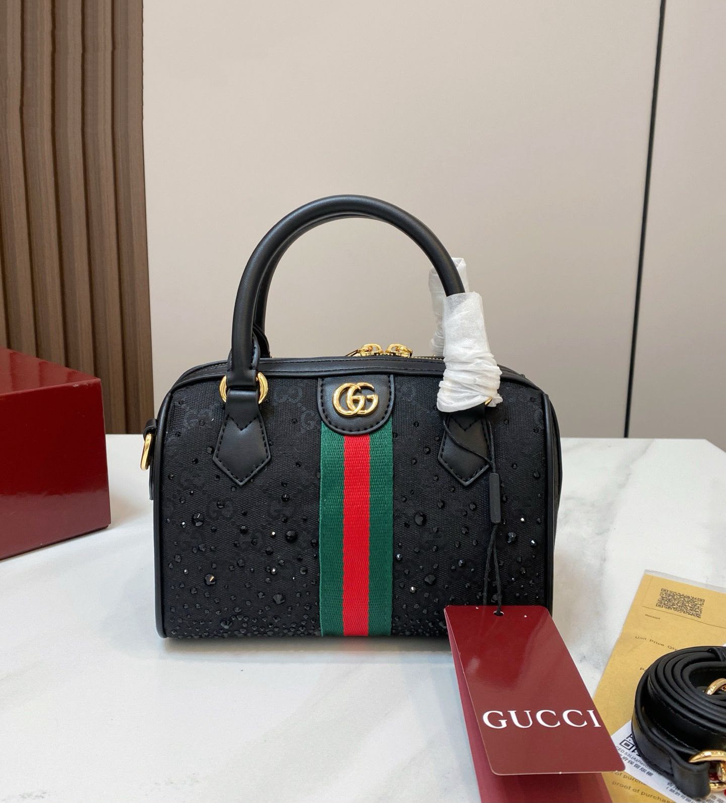 GUCCI Crystal Boston Bag — 22 cm | 4 Colors With Box A+