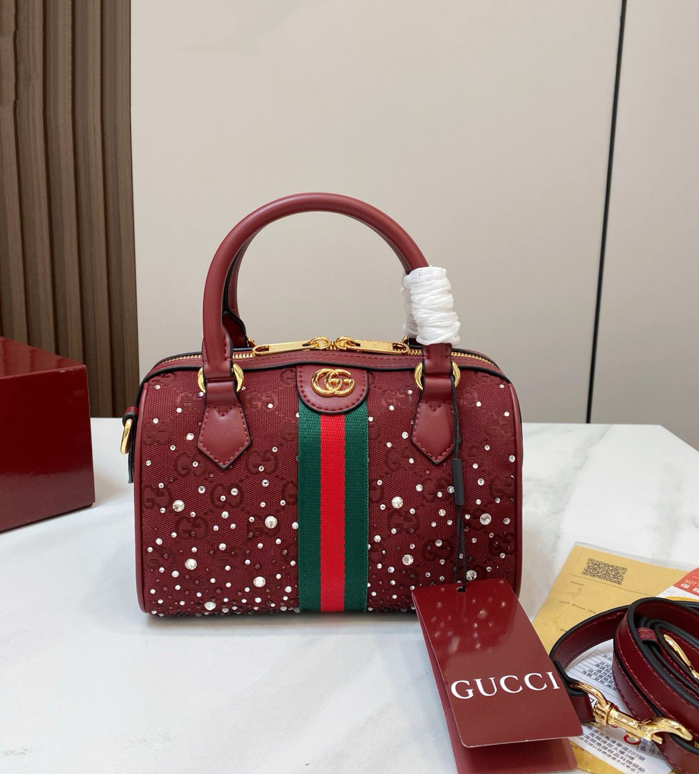GUCCI Crystal Boston Bag — 22 cm | 4 Colors With Box A+