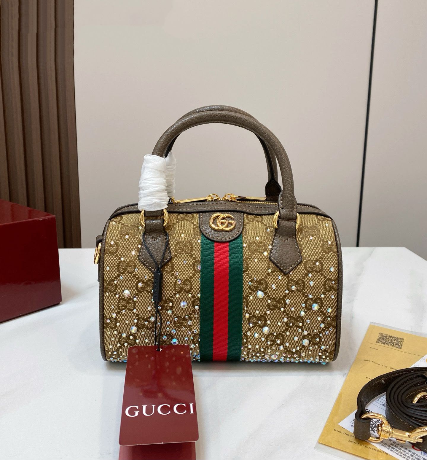 GUCCI Crystal Boston Bag — 22 cm | 4 Colors With Box A+