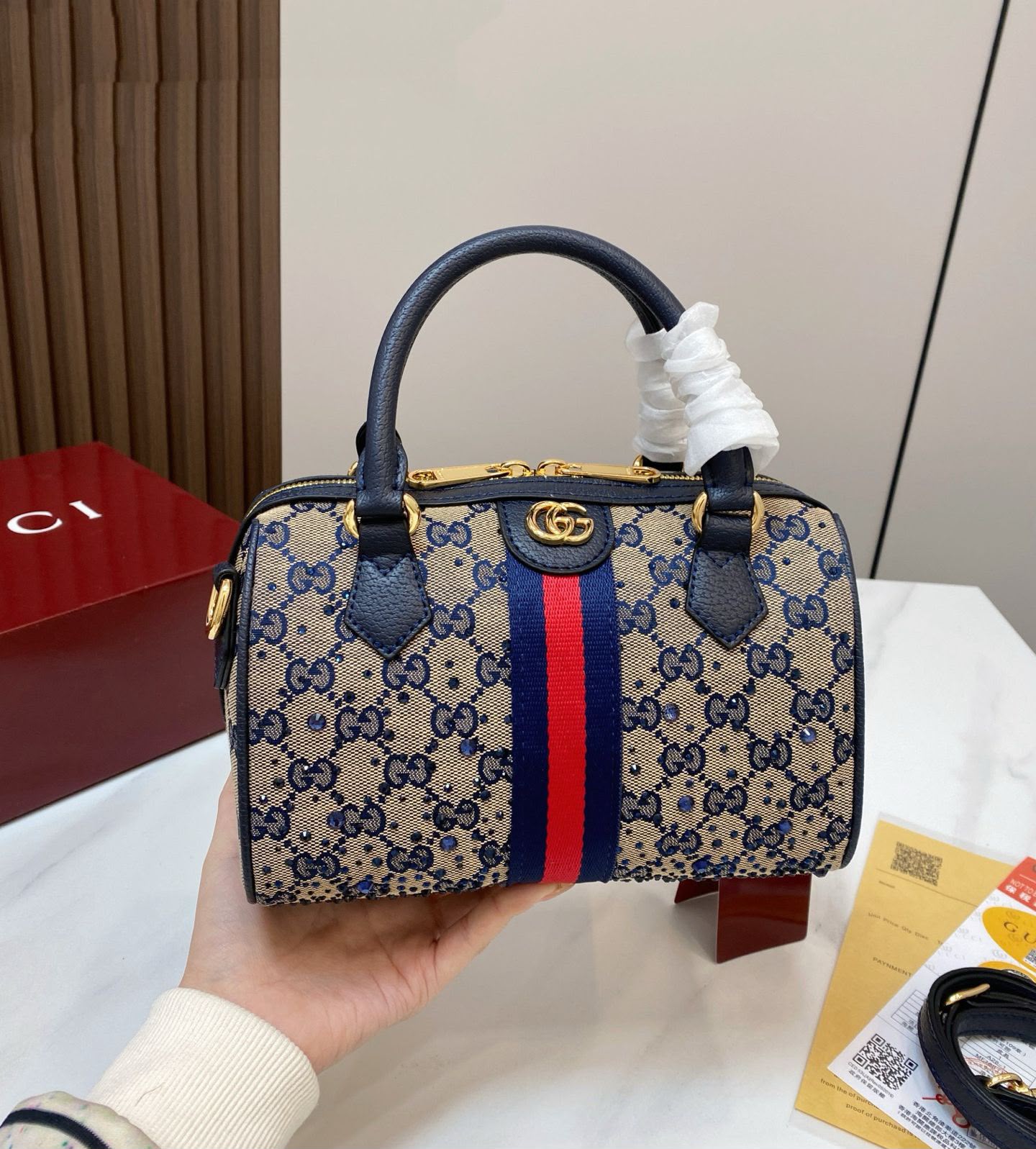 GUCCI Crystal Boston Bag — 22 cm | 4 Colors With Box A+