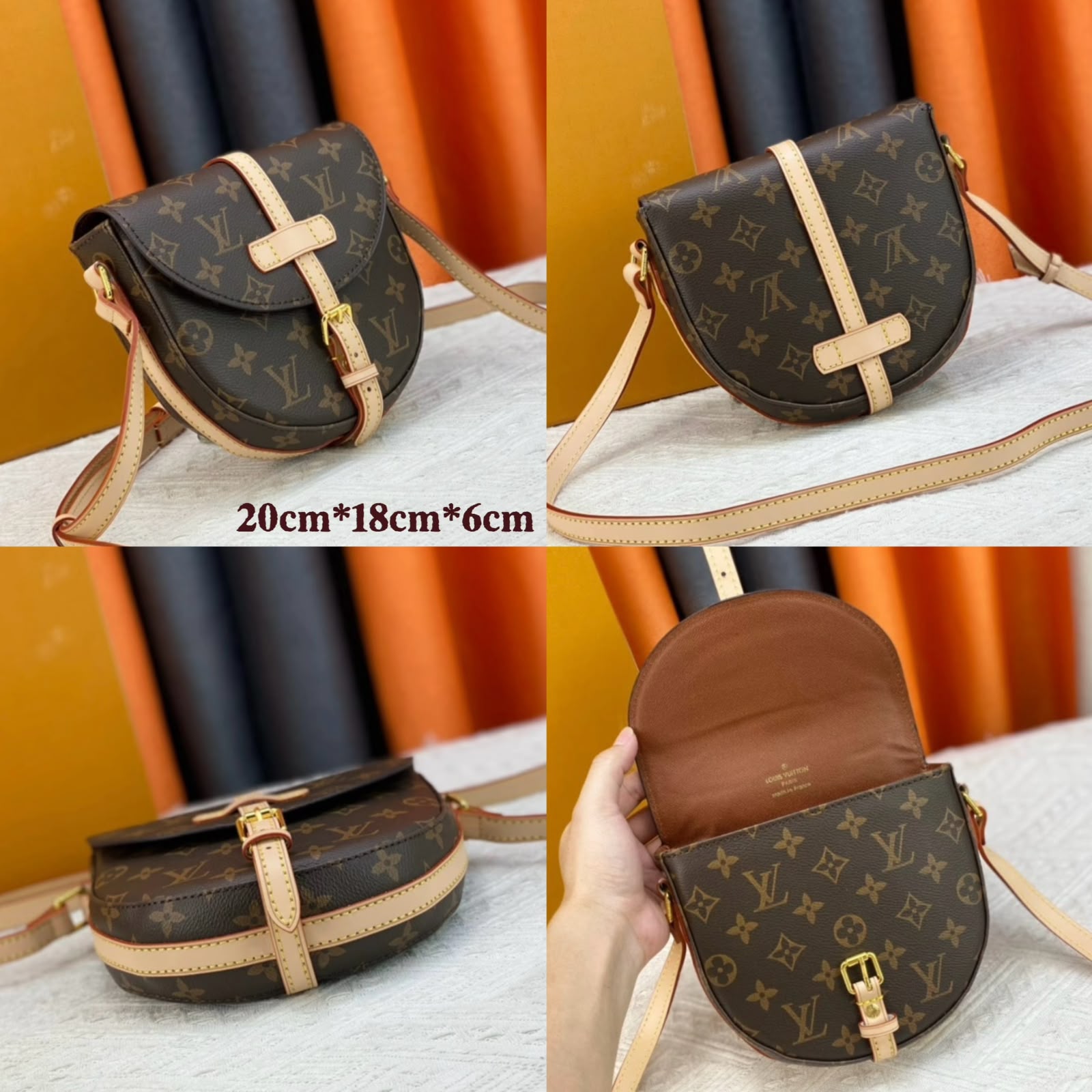 LOUIS VUITTON Monogram Saddle Crossbody — 20 cm With Box