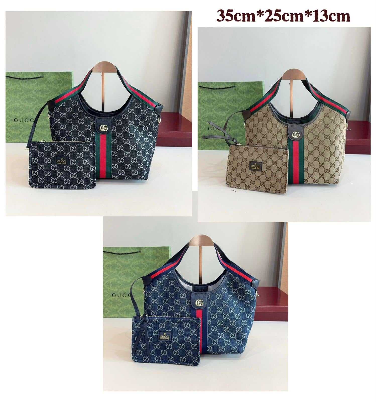 GUCCI GG Monogram Tote Bag — 35 cm | 3 Colors | With Box A+