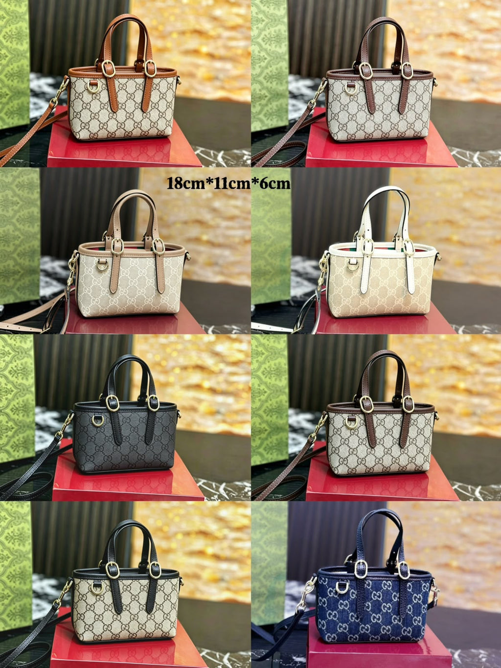 GUCCI GG Monogram Mini Tote — 18 cm | 8 Colors with Box