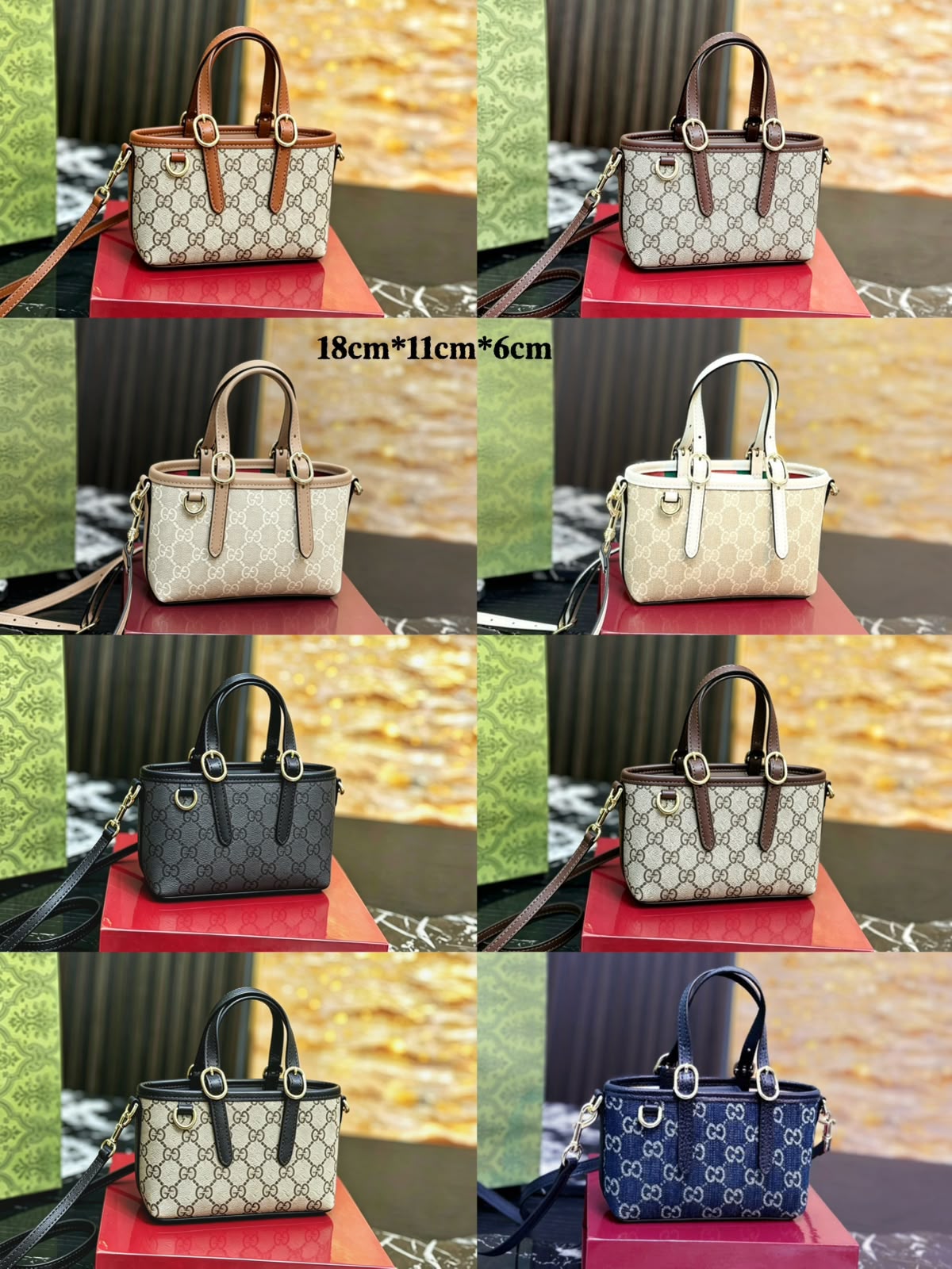 GUCCI GG Monogram Mini Tote — 18 cm | 8 Colors with Box
