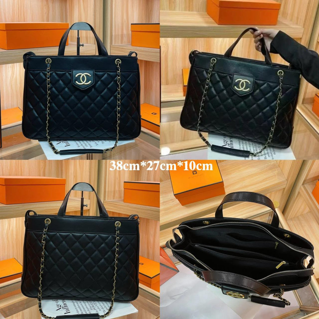 CHANEL Quilted Grand Shopping Tote — Black- Without Box- A+