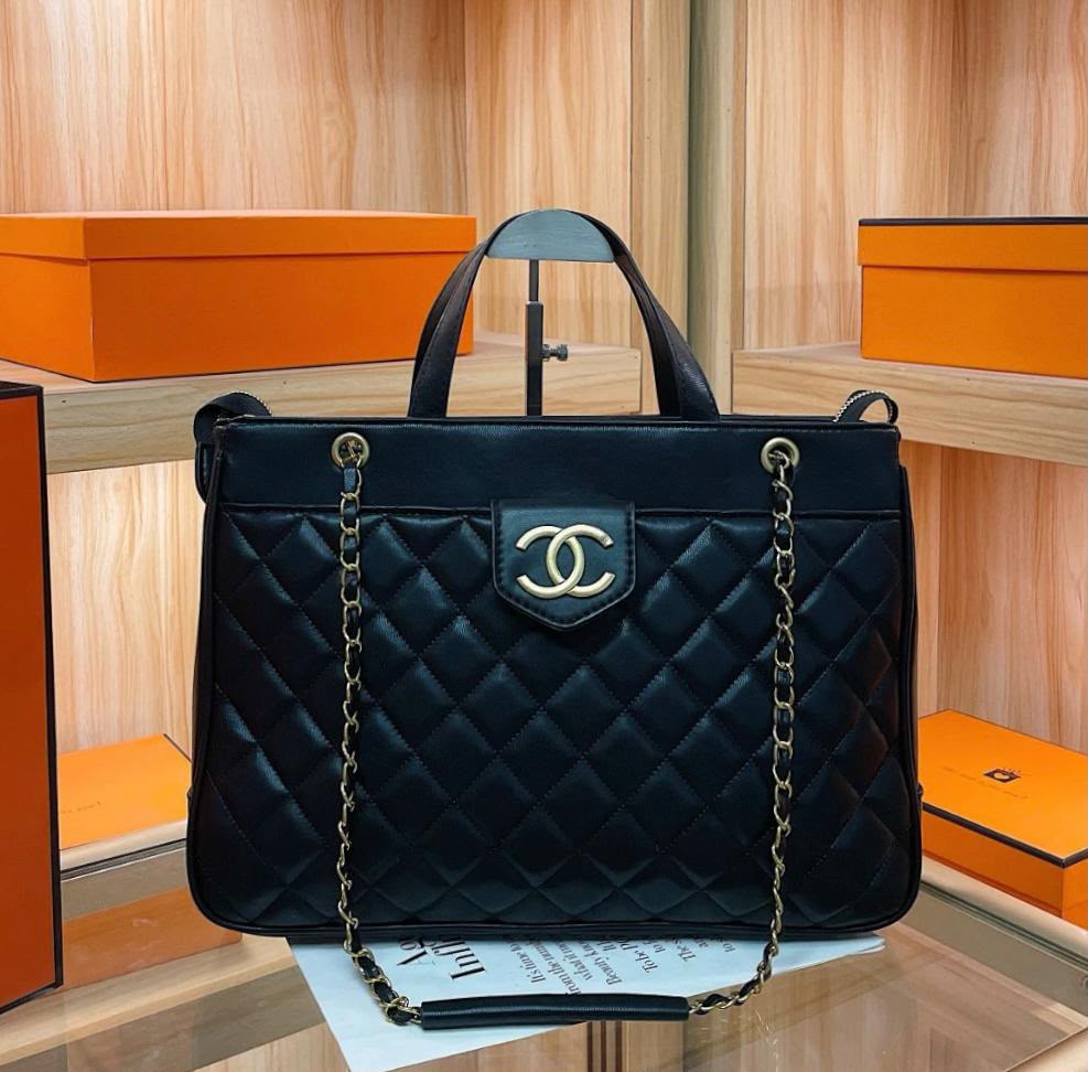 CHANEL Quilted Grand Shopping Tote — Black- Without Box- A+