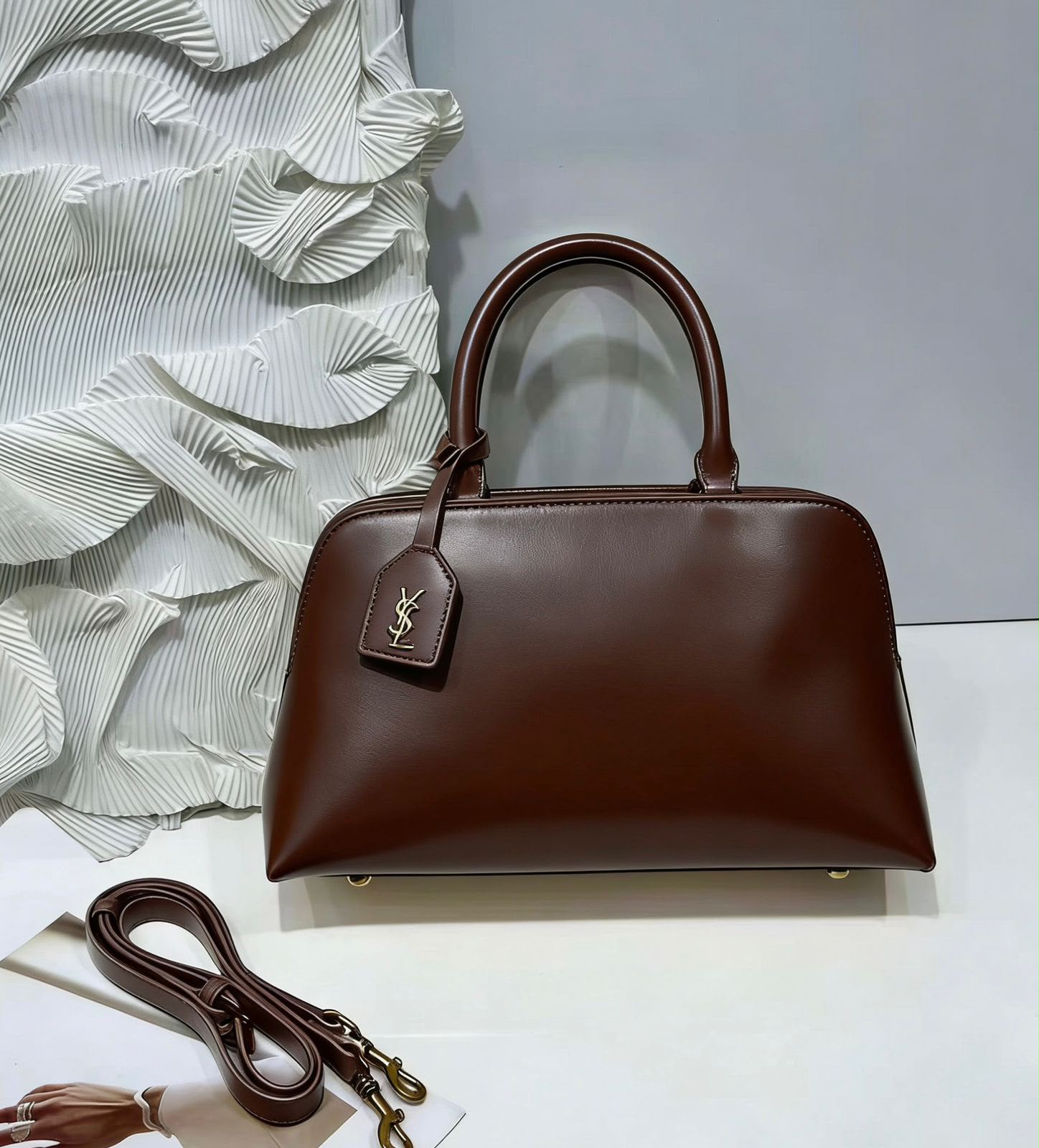 SAINT LAURENT Structured Top Handle Bag — 31 cm | 5 Colors With Box