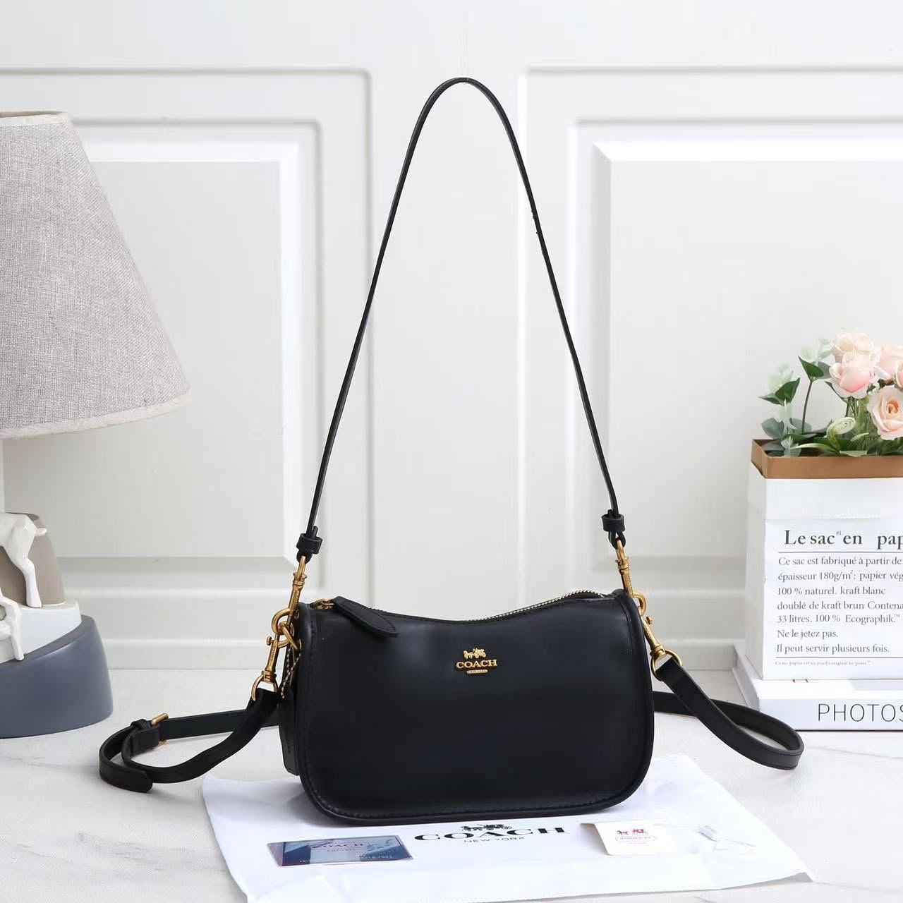 COACH Signature Shoulder Bag — 24 cm | 5 Colors with Box