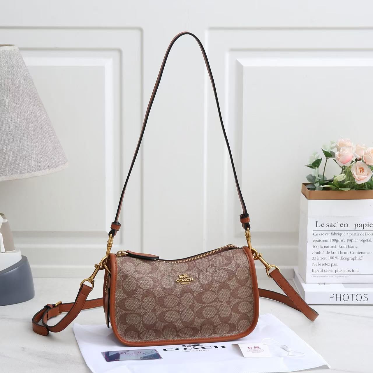 COACH Signature Shoulder Bag — 24 cm | 5 Colors with Box
