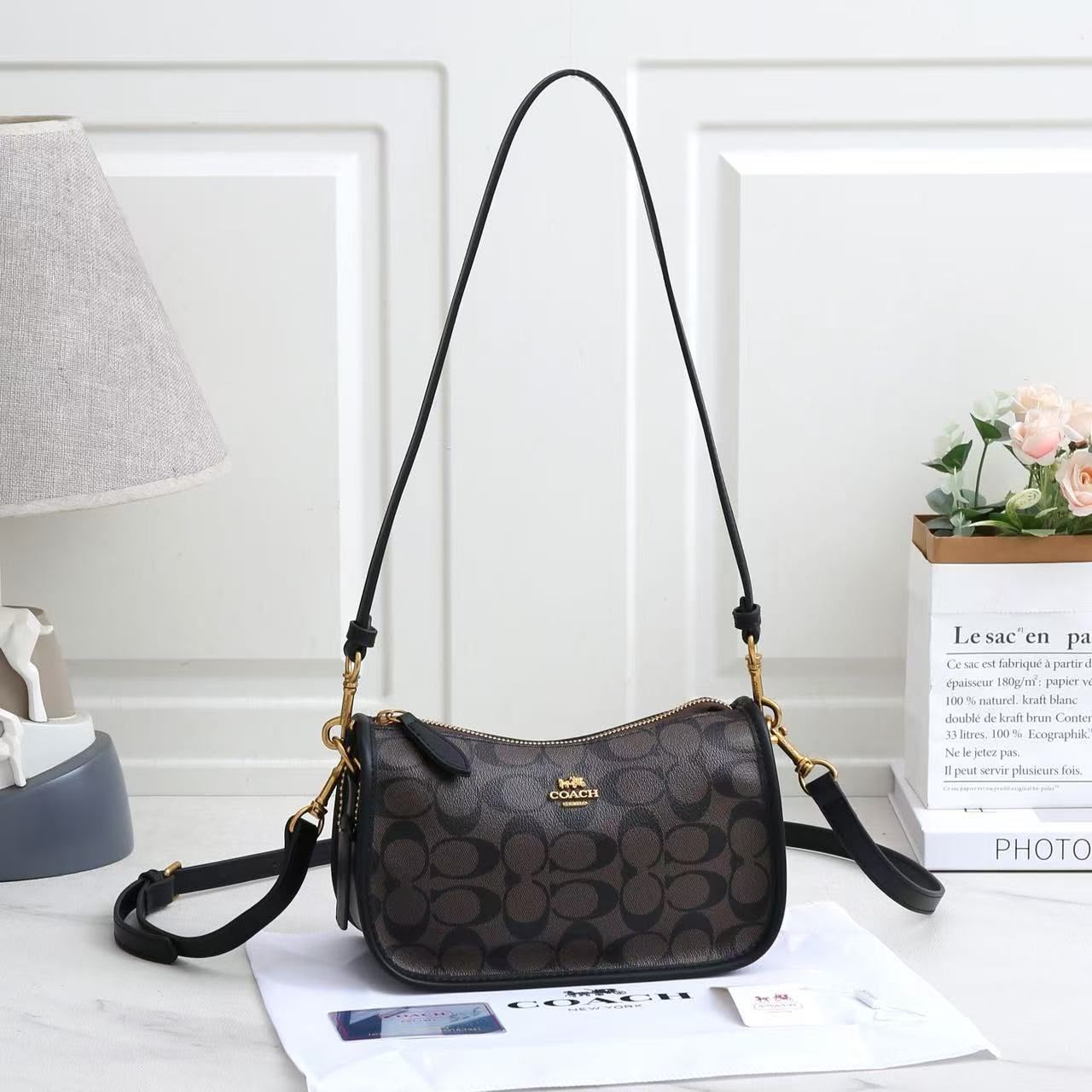 COACH Signature Shoulder Bag — 24 cm | 5 Colors with Box