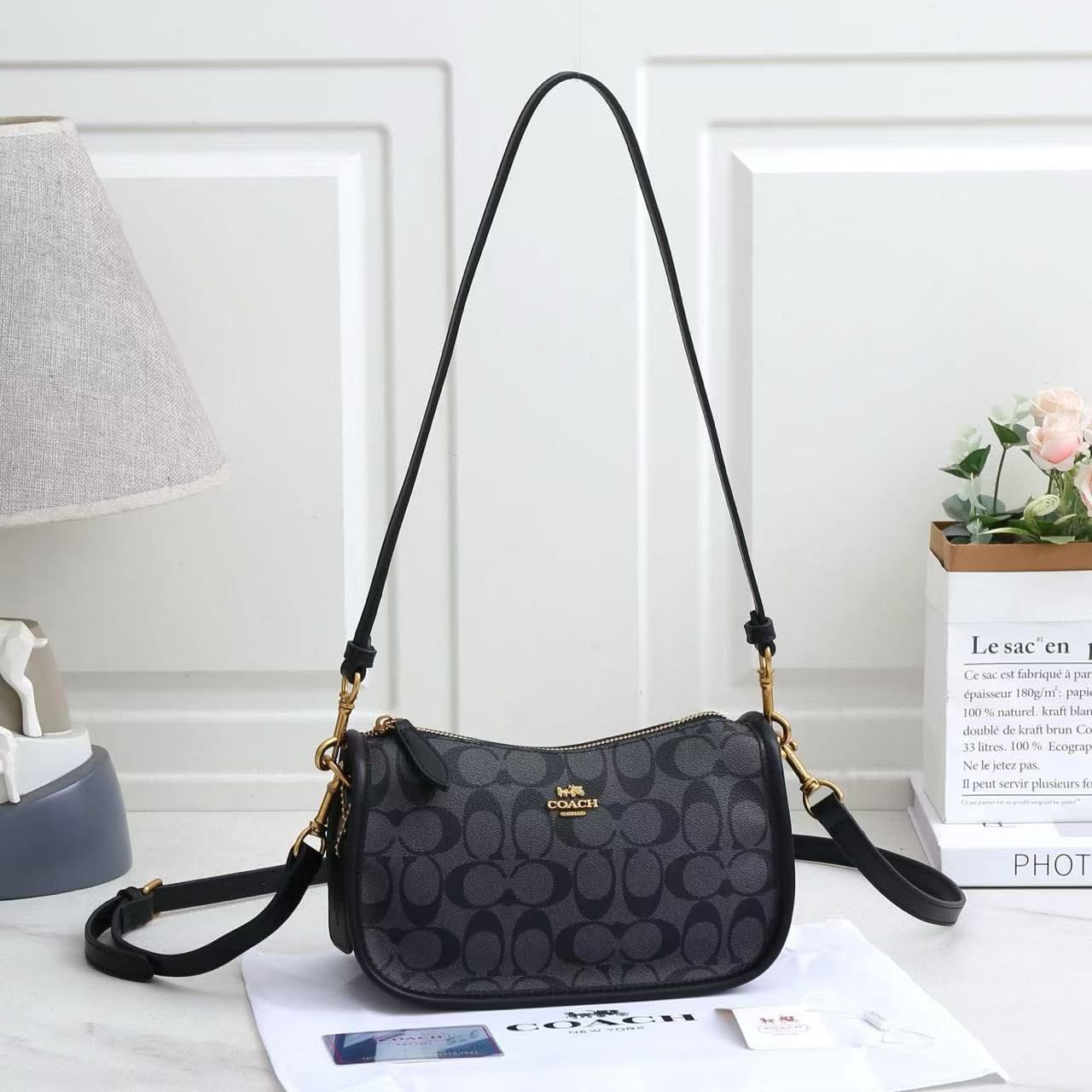 COACH Signature Shoulder Bag — 24 cm | 5 Colors with Box