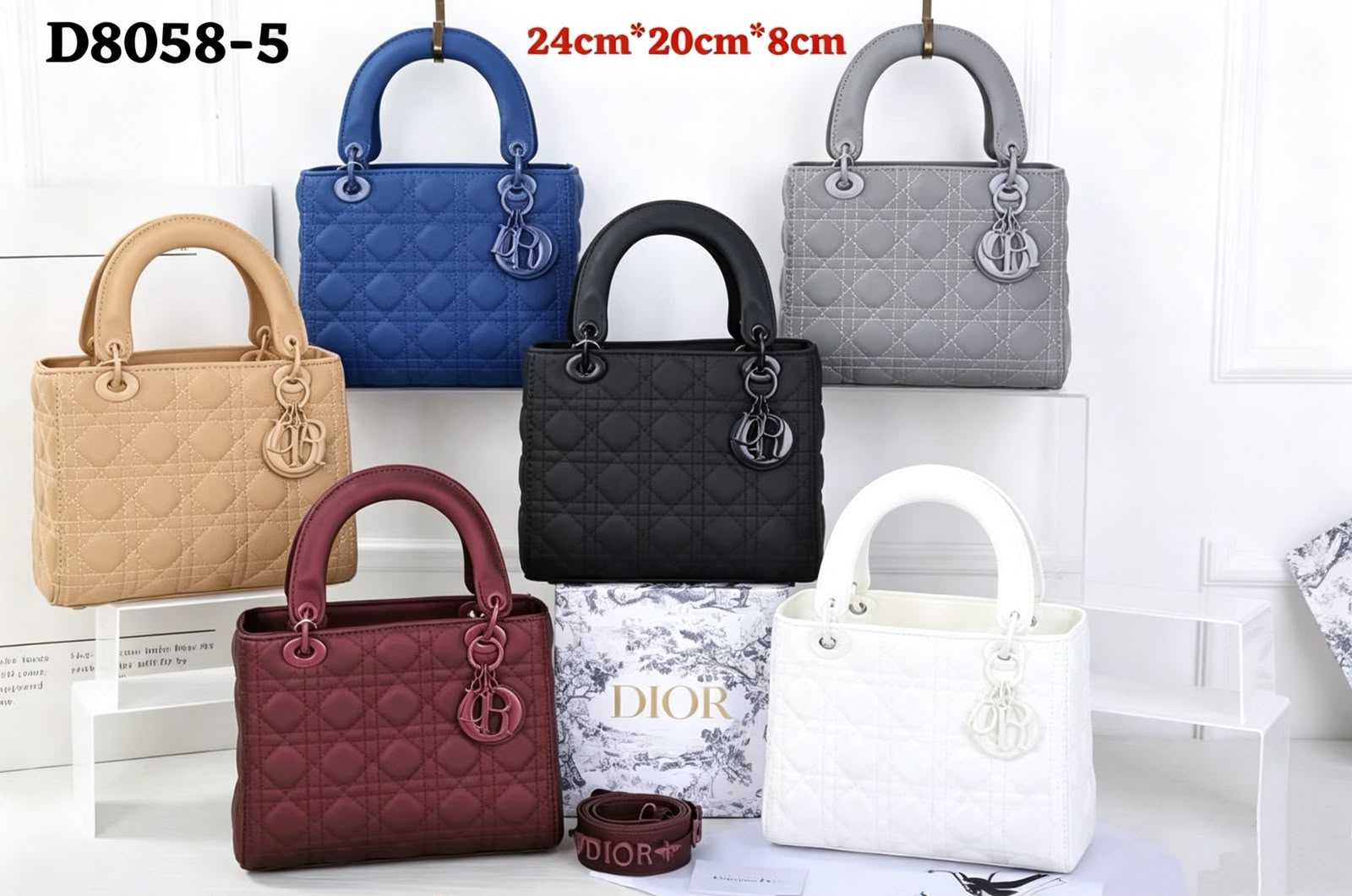 DIOR Quilted Top Handle Bag — 24 cm | 6 Colors Without Box