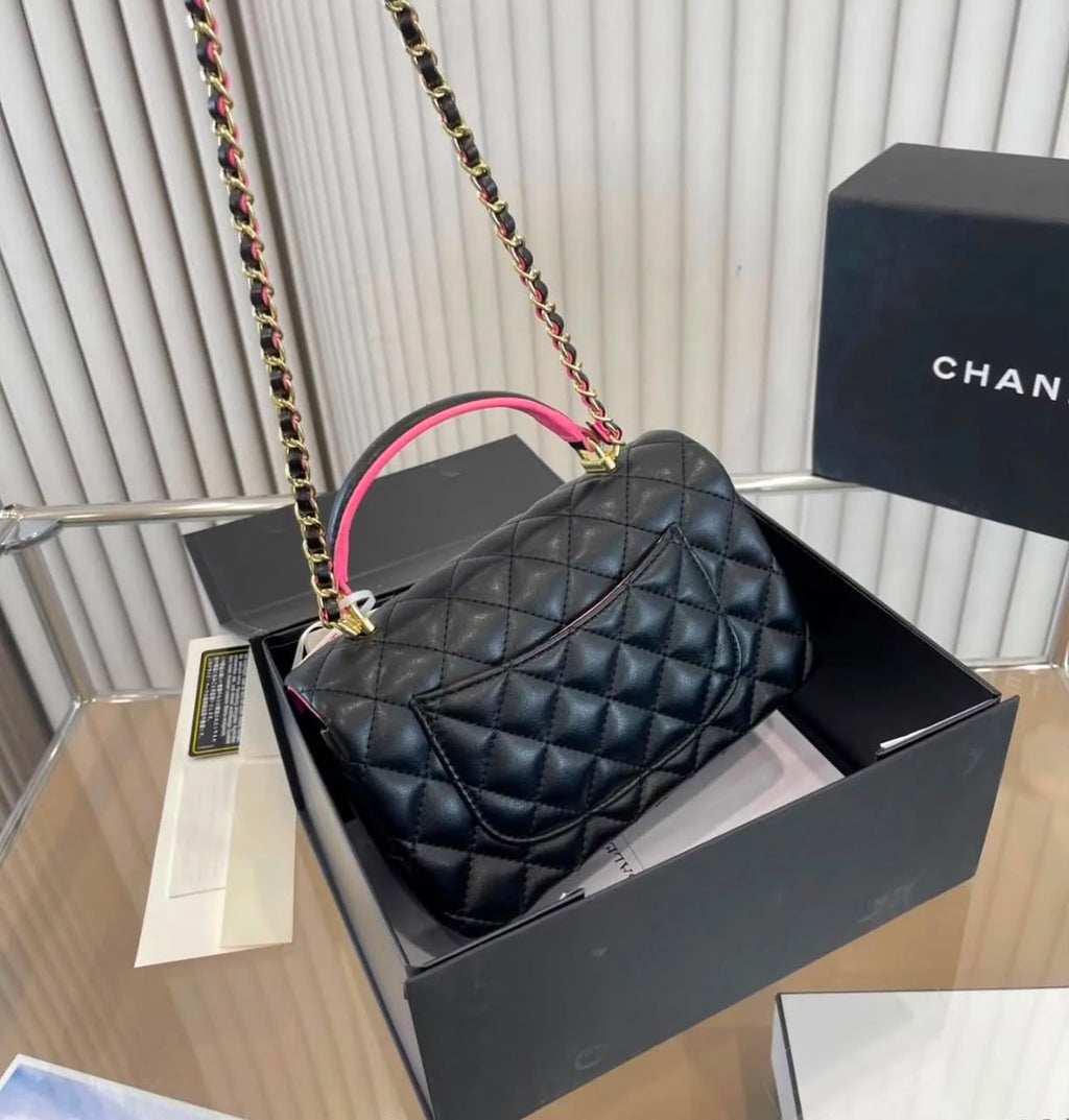CHANEL Quilted Top Handle Shoulder Bag — 2 Colors With Box A+