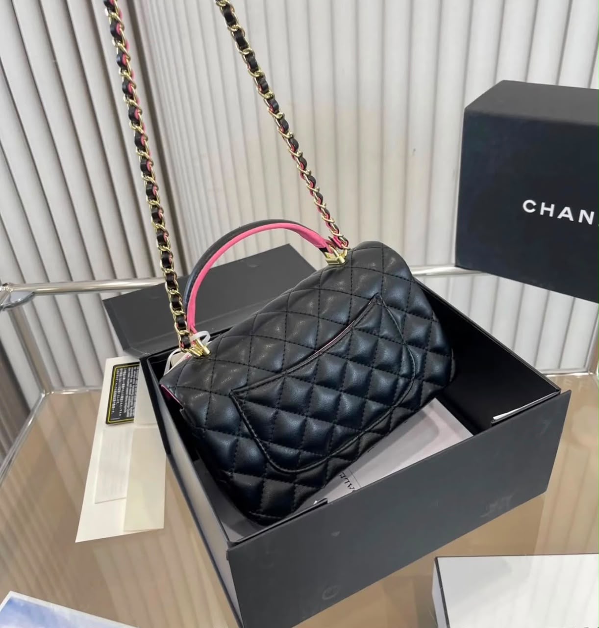 CHANEL Quilted Top Handle Shoulder Bag — 2 Colors With Box A+