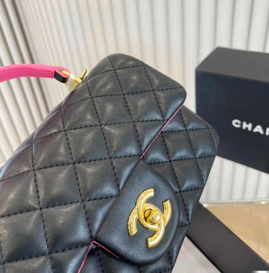 CHANEL Quilted Top Handle Shoulder Bag — 2 Colors With Box A+