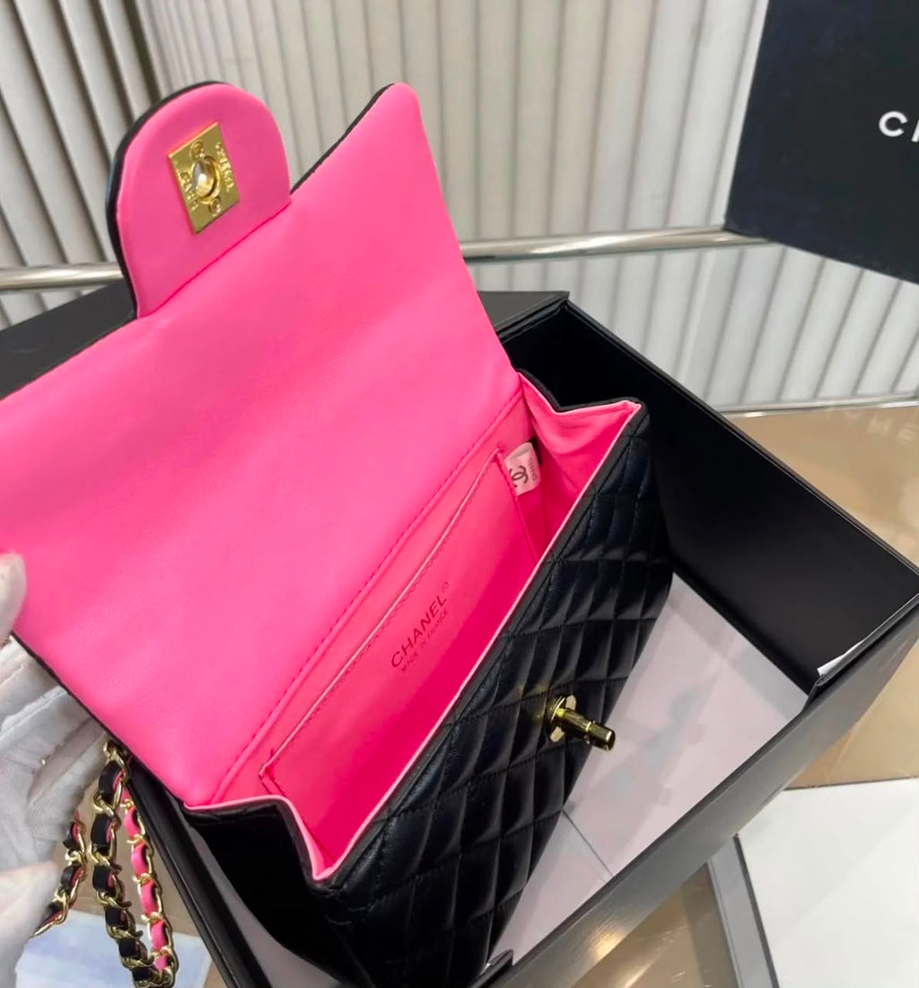 CHANEL Quilted Top Handle Shoulder Bag — 2 Colors With Box A+