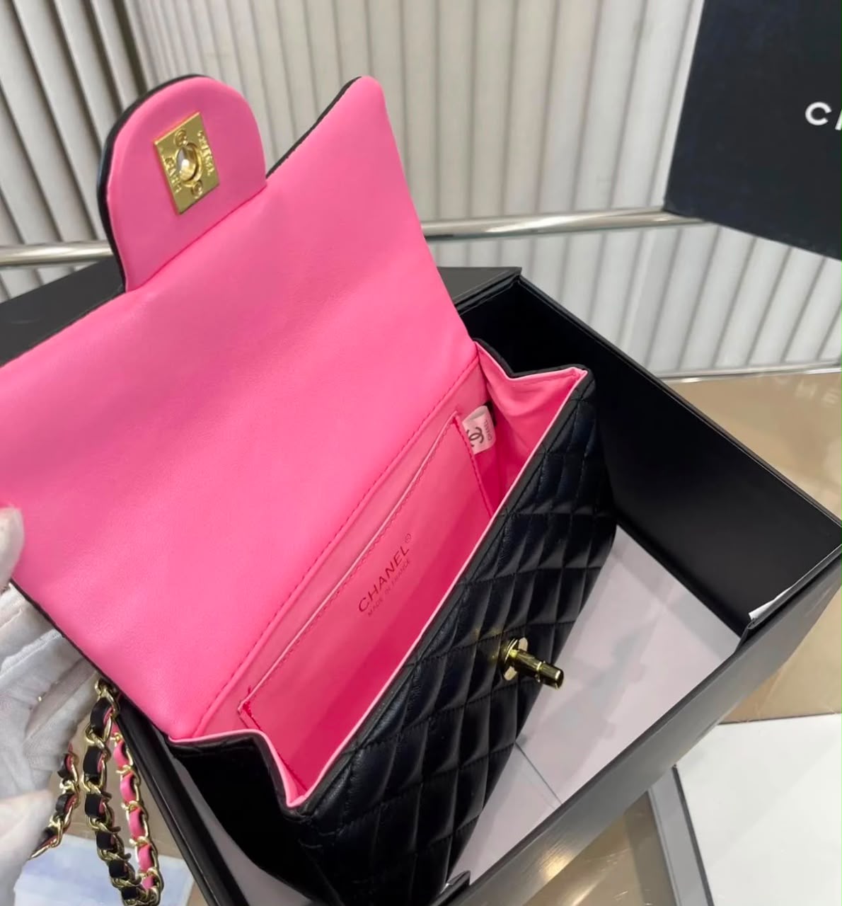 CHANEL Quilted Top Handle Shoulder Bag — 2 Colors With Box A+