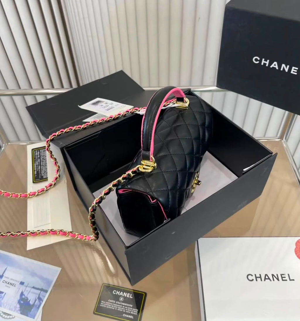 CHANEL Quilted Top Handle Shoulder Bag — 2 Colors With Box A+