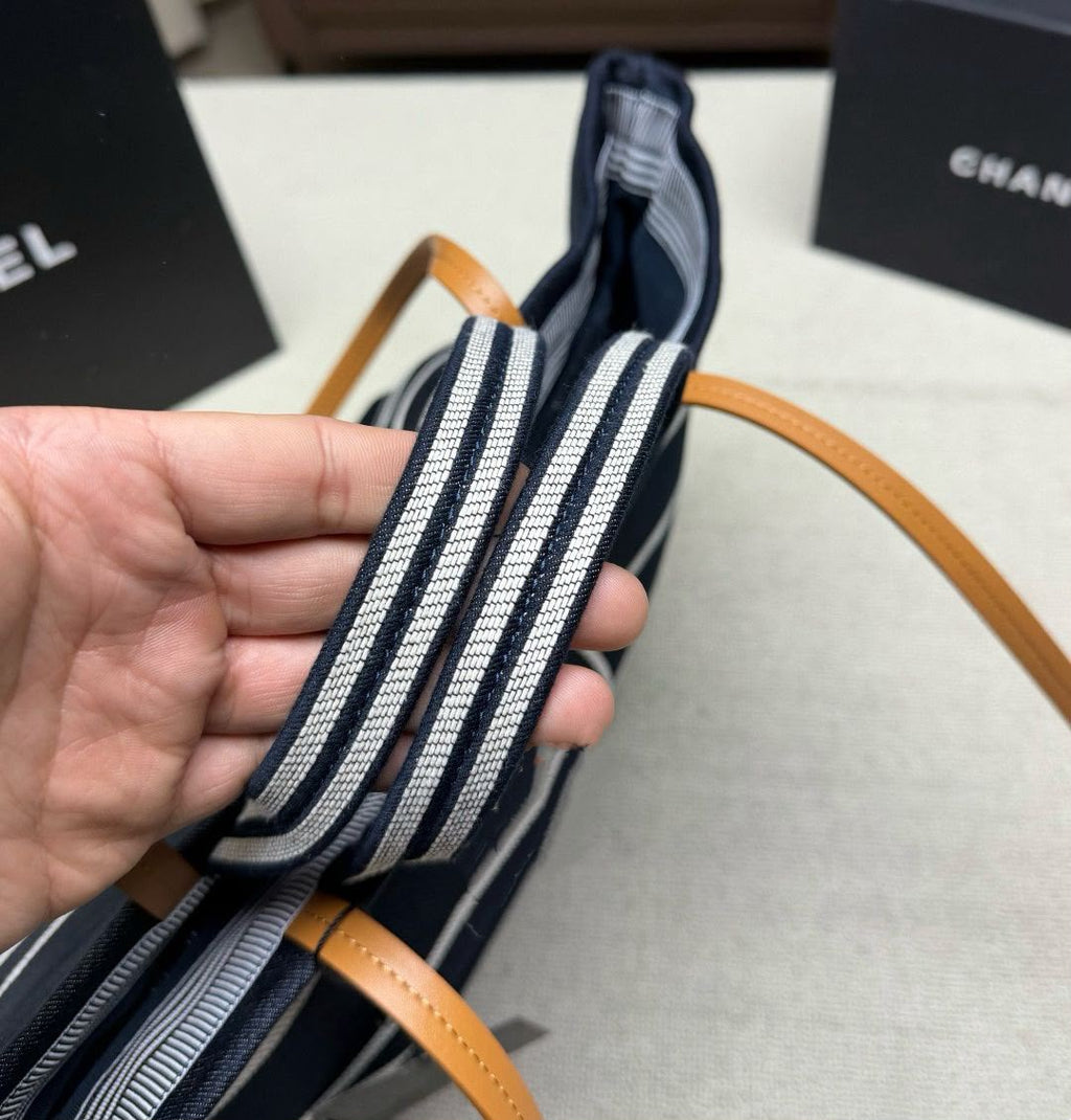 CHANEL Pearl Logo Canvas Tote — 45 cm | 2 Colors Without Box A+