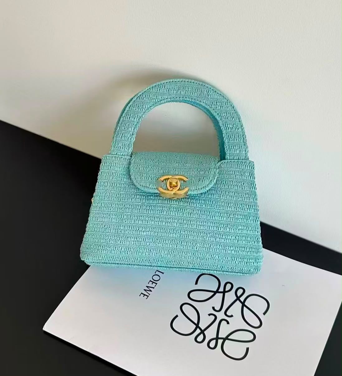 CHANEL MINI Woven Bag 20 cm With Box