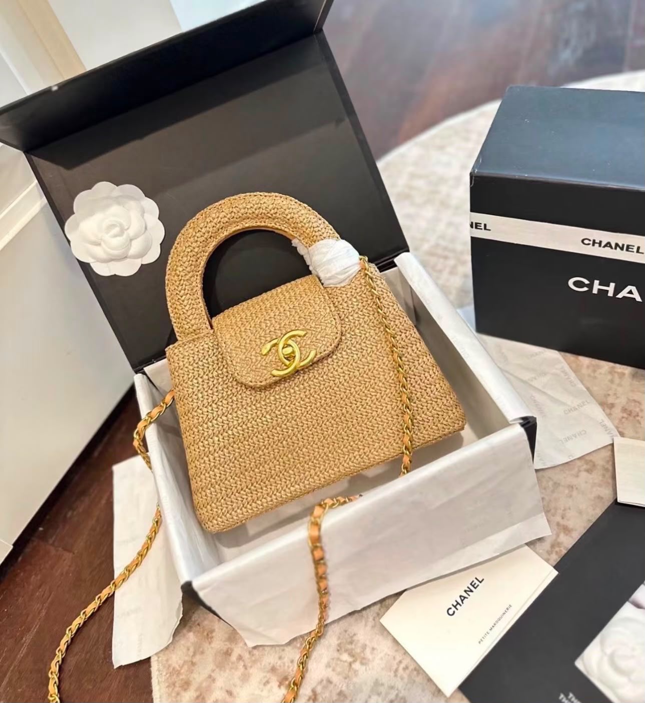 CHANEL MINI Woven Top Handle Bag — 20 cm | 6 Colors With Box
