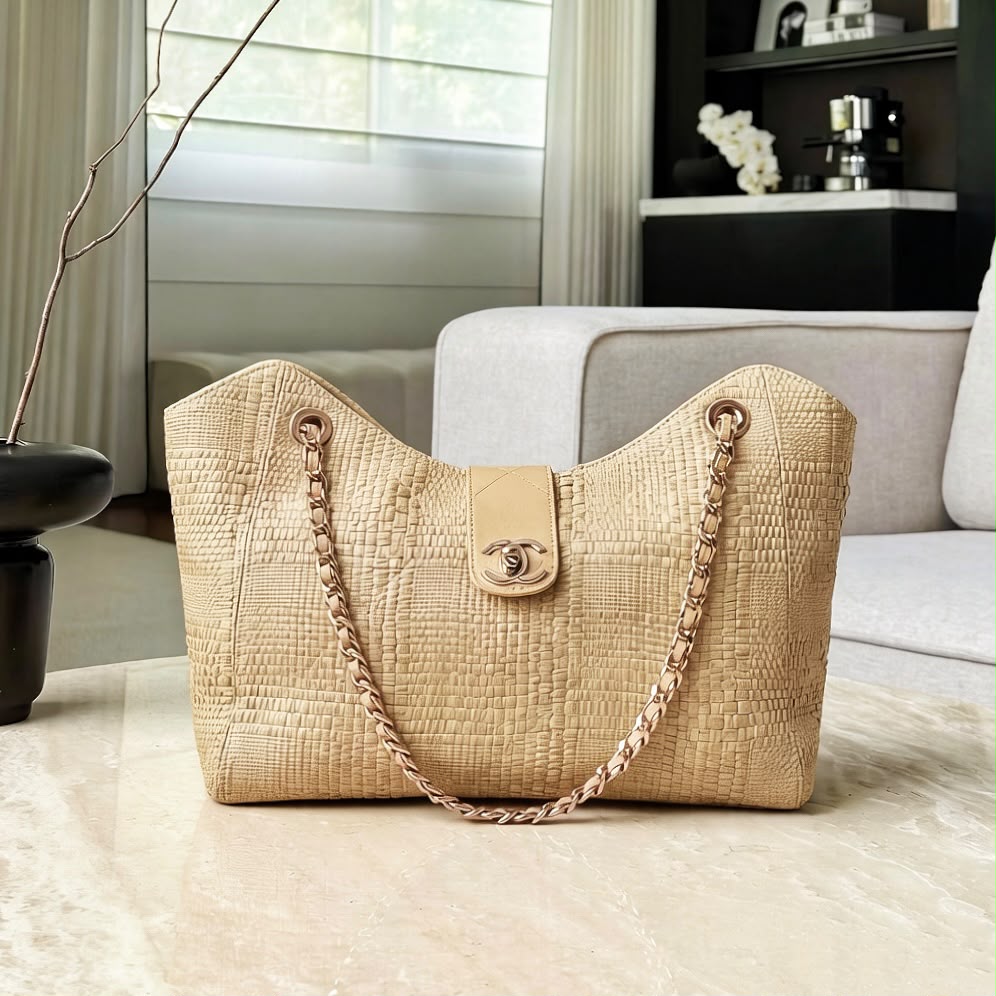 CHANEL Croc-Embossed Tote 39 cm Without Box A+